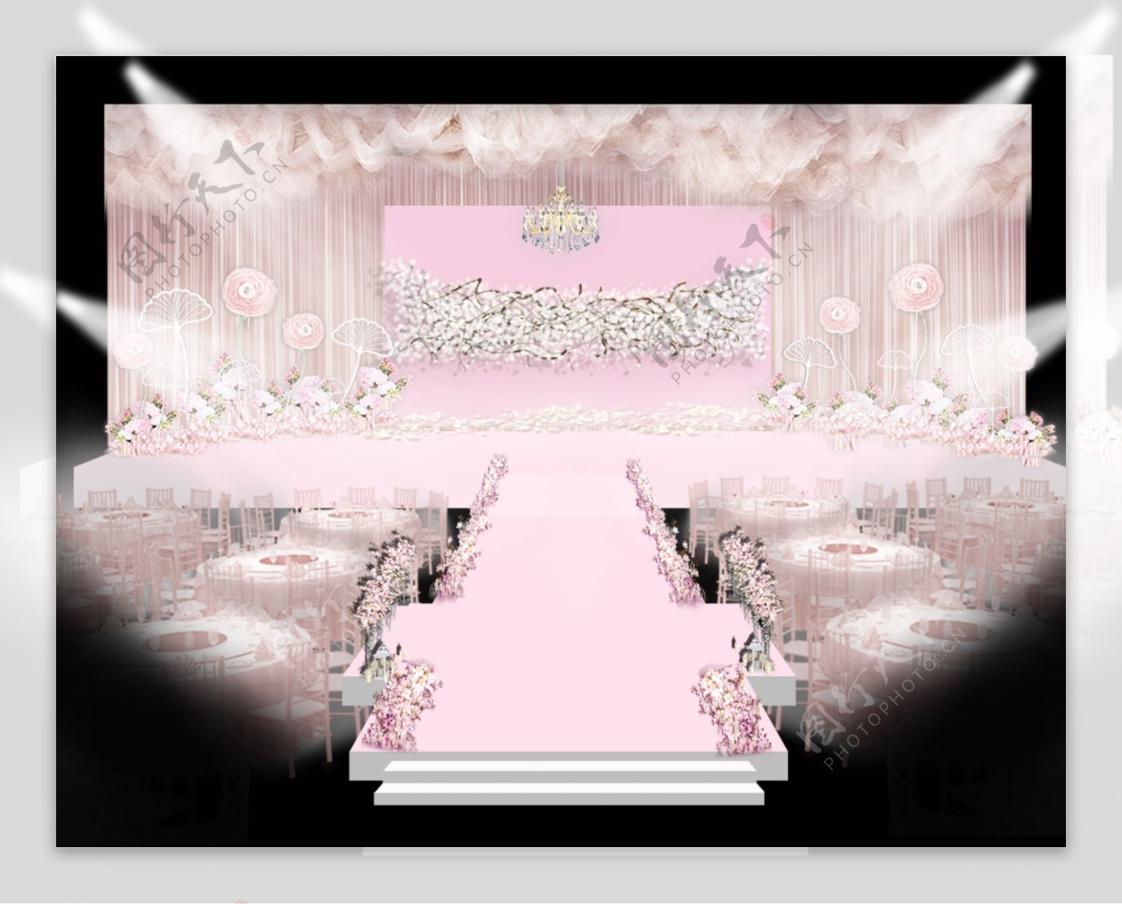 粉色婚礼舞台设计