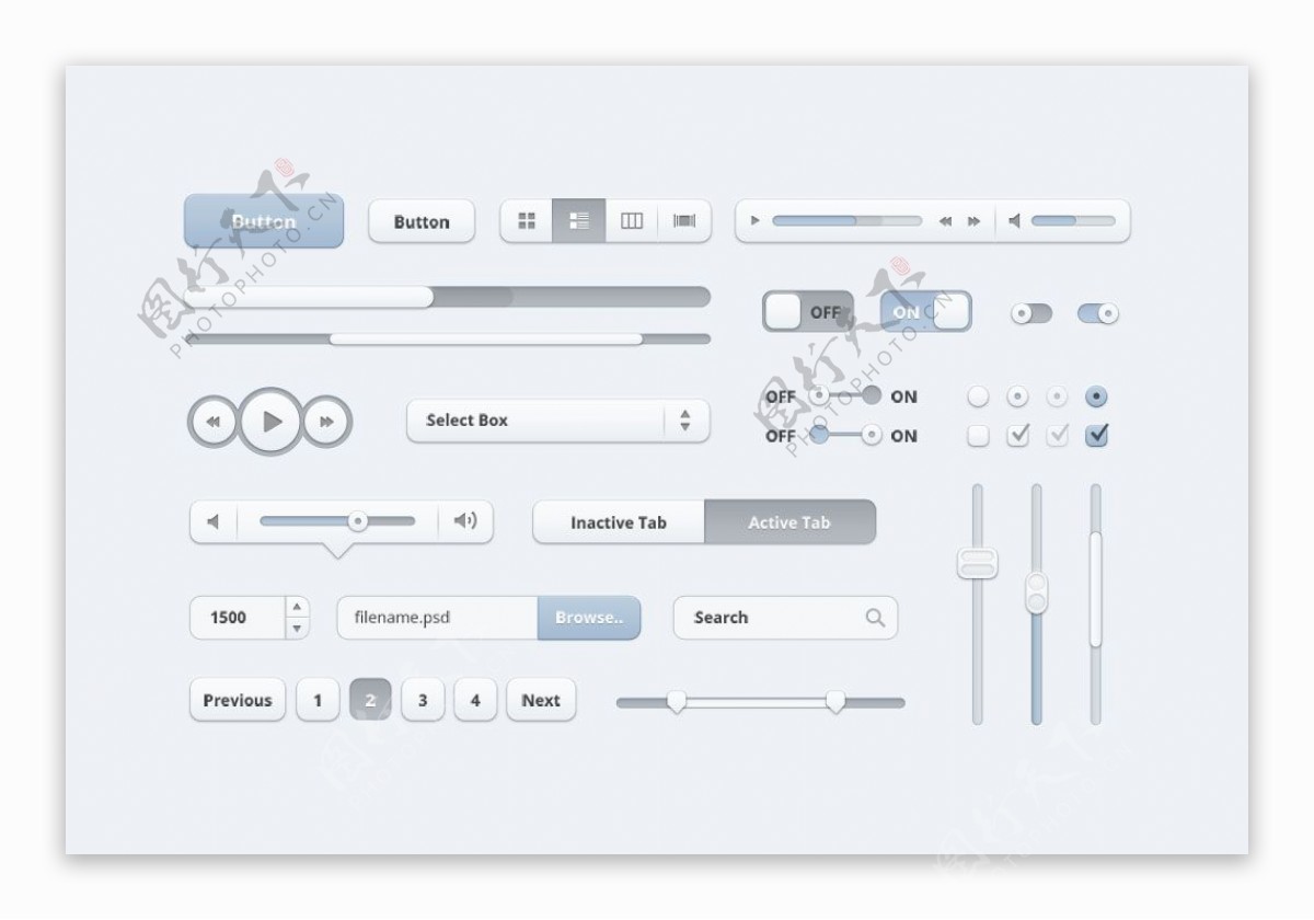 素雅的UI工具包PSD素材