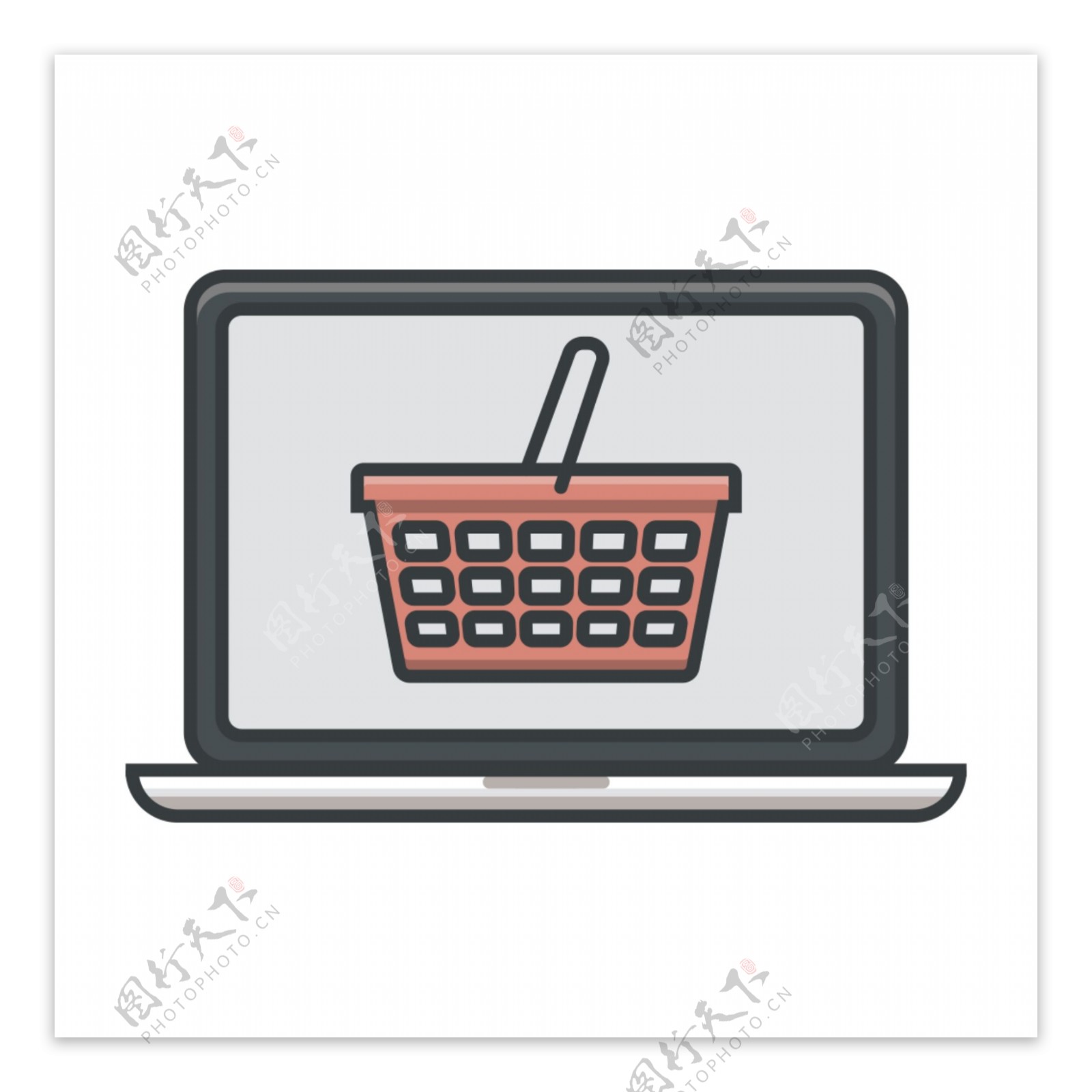 网页UI电脑上的购物篮icon图标