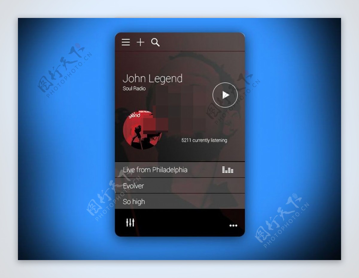 简洁音乐台播放器界面PSD源文件