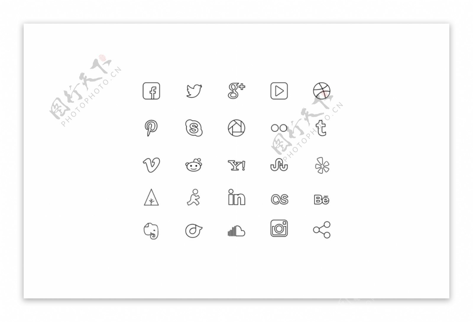 网页UI灰色线条icon图标设计