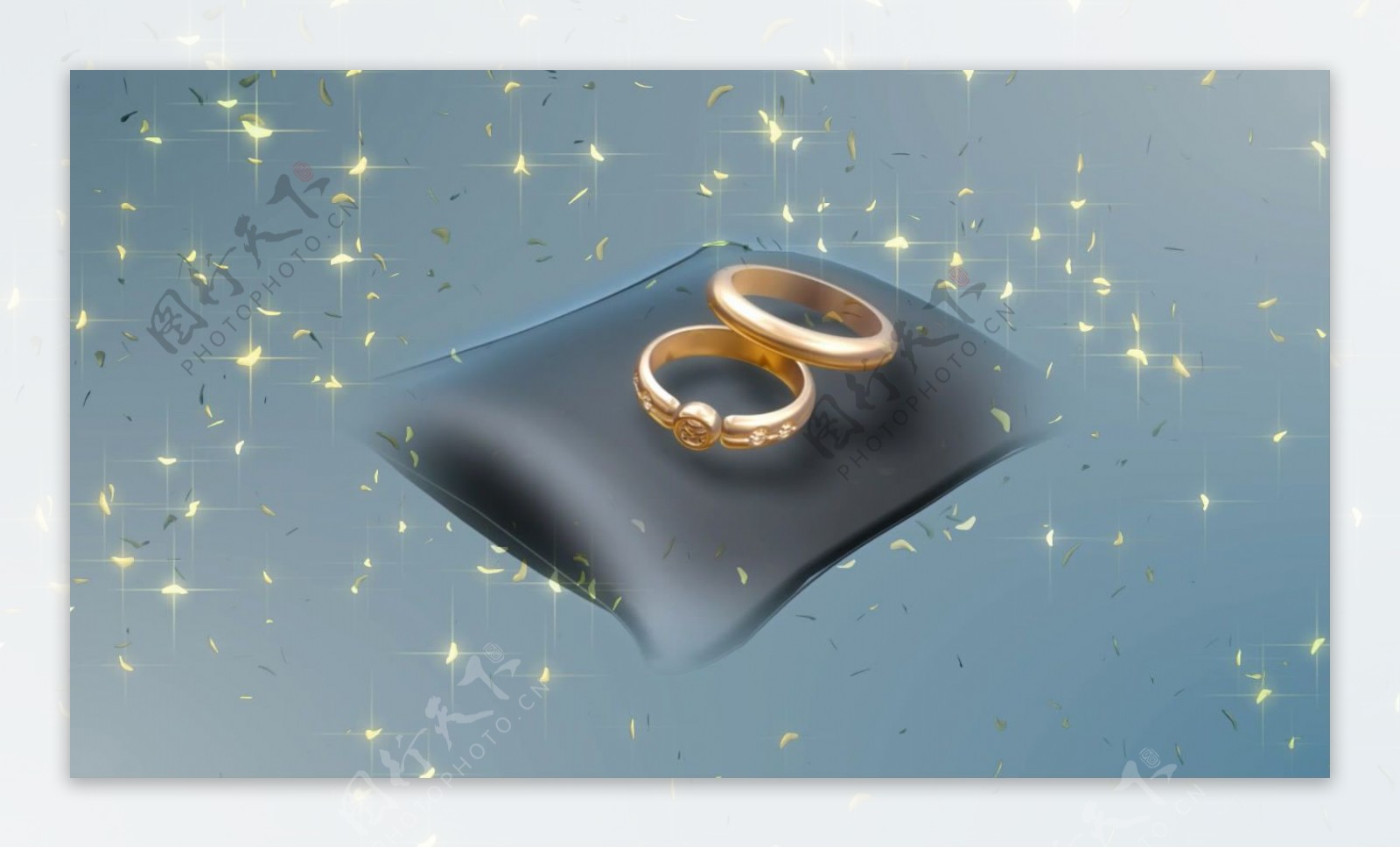 高贵豪华金色结婚戒指