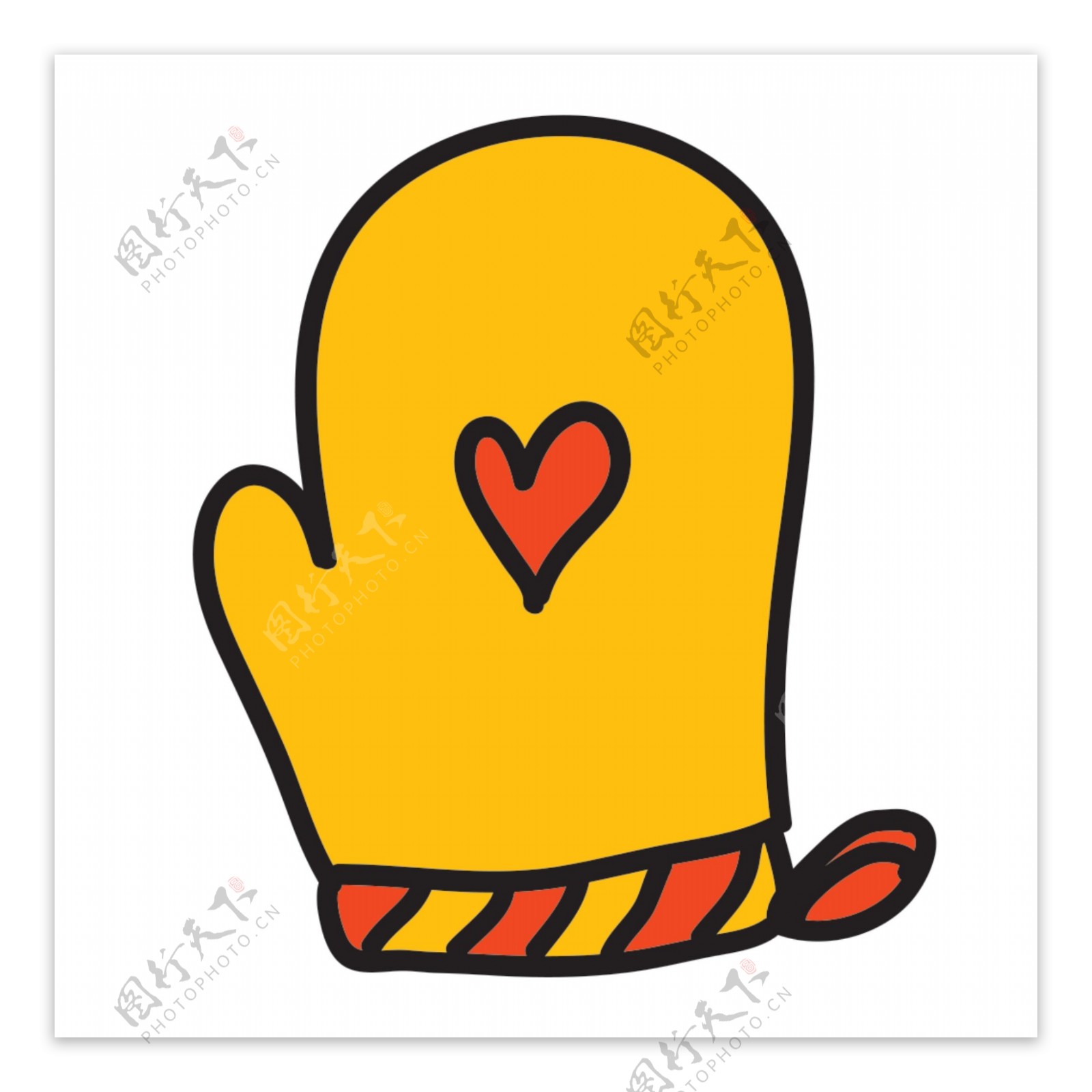 黄色暖手套icon图标设计