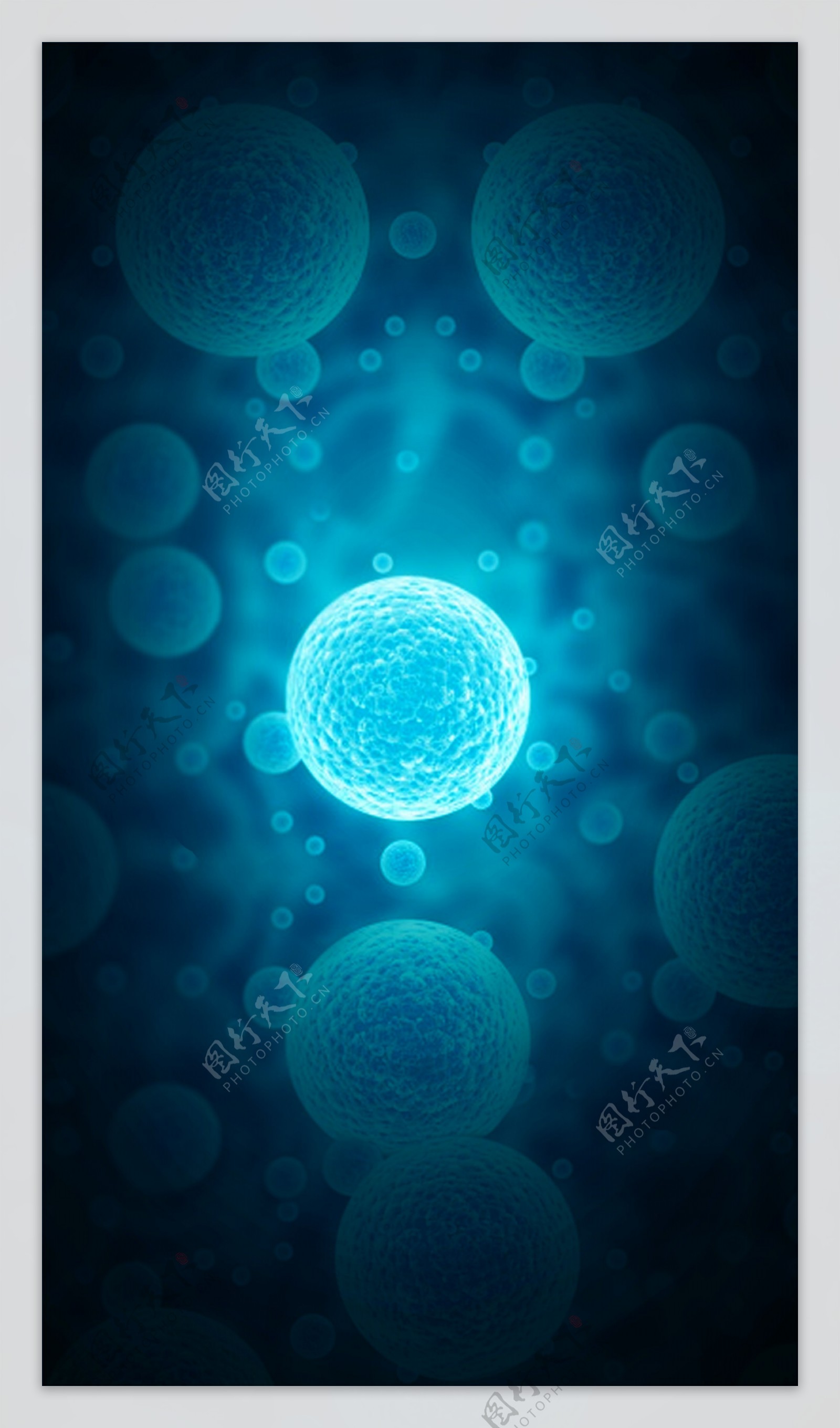 蓝色现代科技圆形微生物