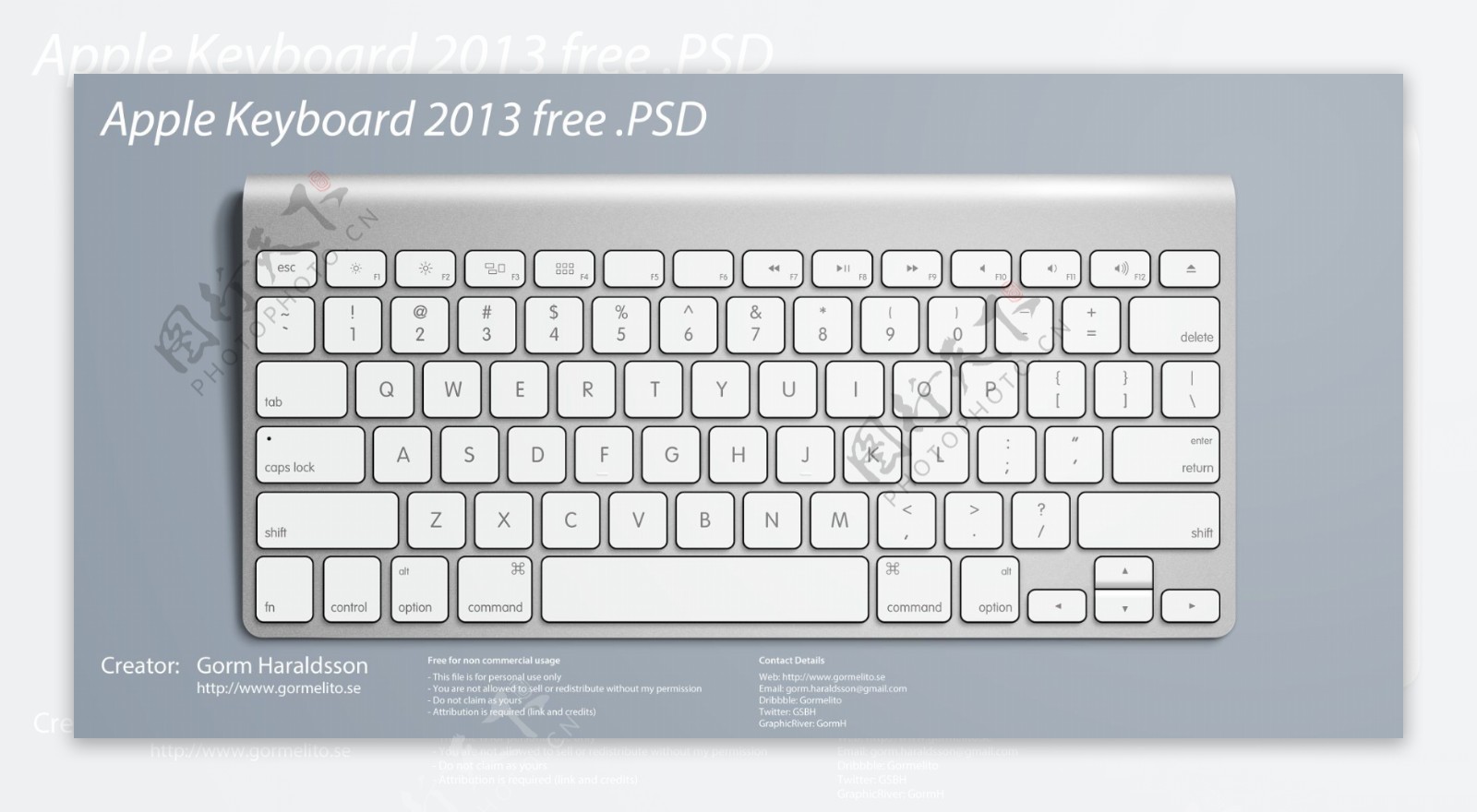 高质量的苹果键盘PSD源文件