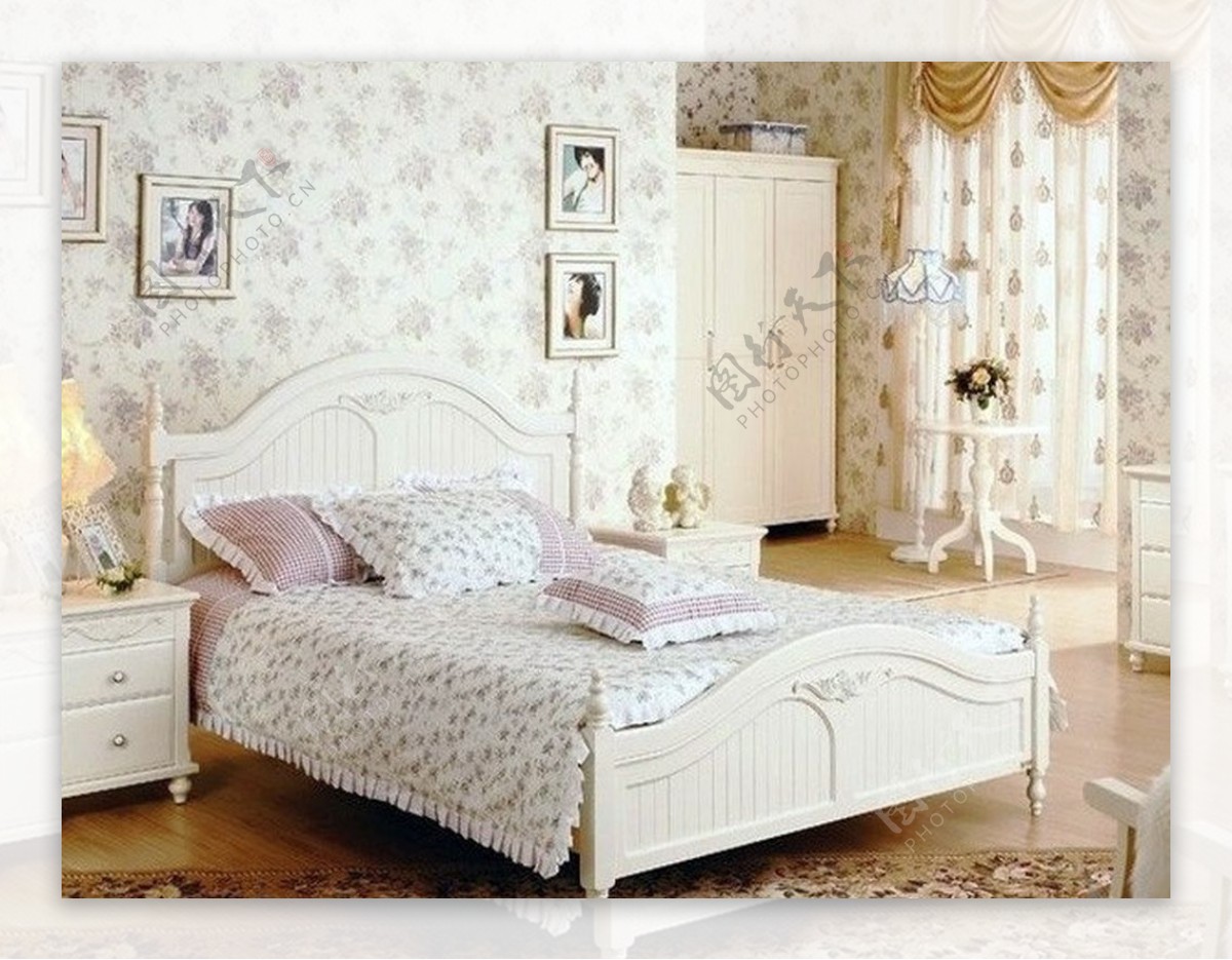 韩式风格家装卧室壁纸装修效果图
