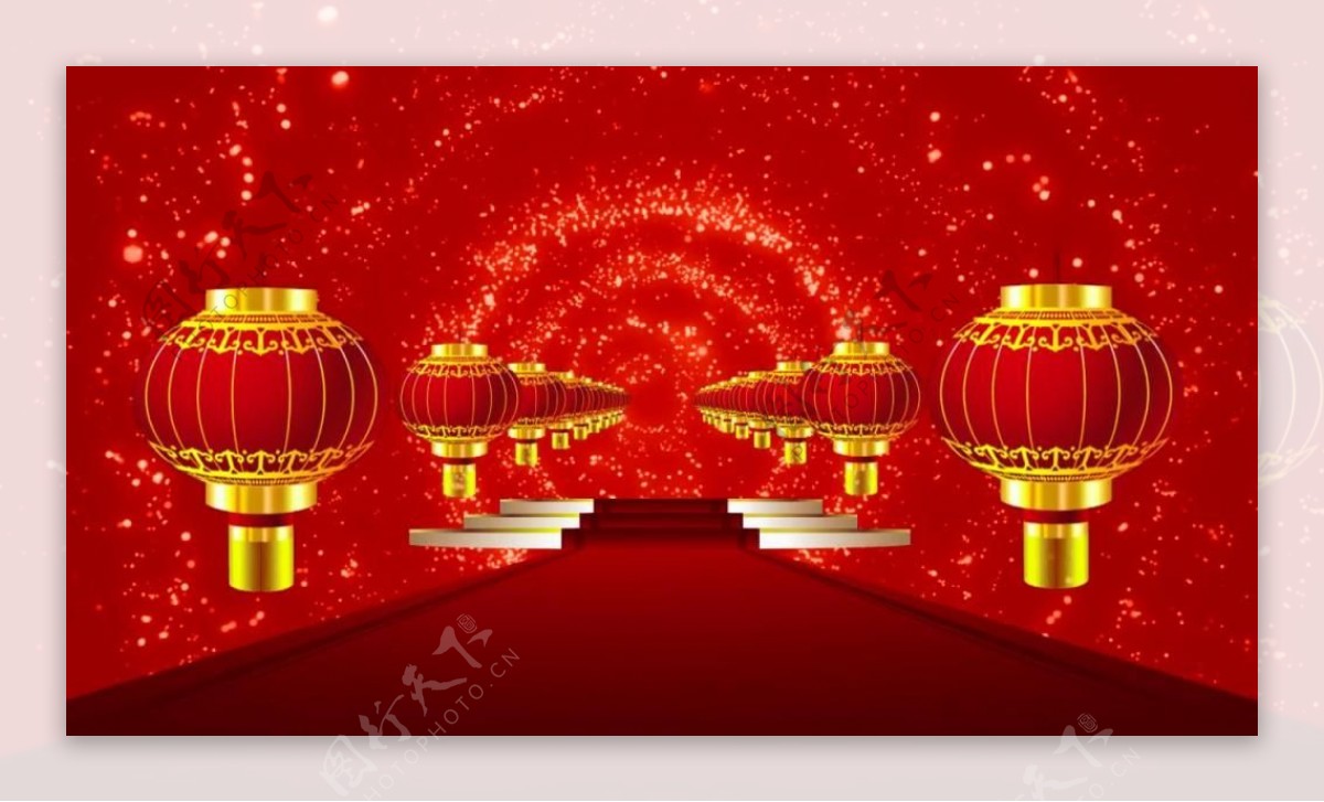 灯笼红地毯喜庆节日舞台背景