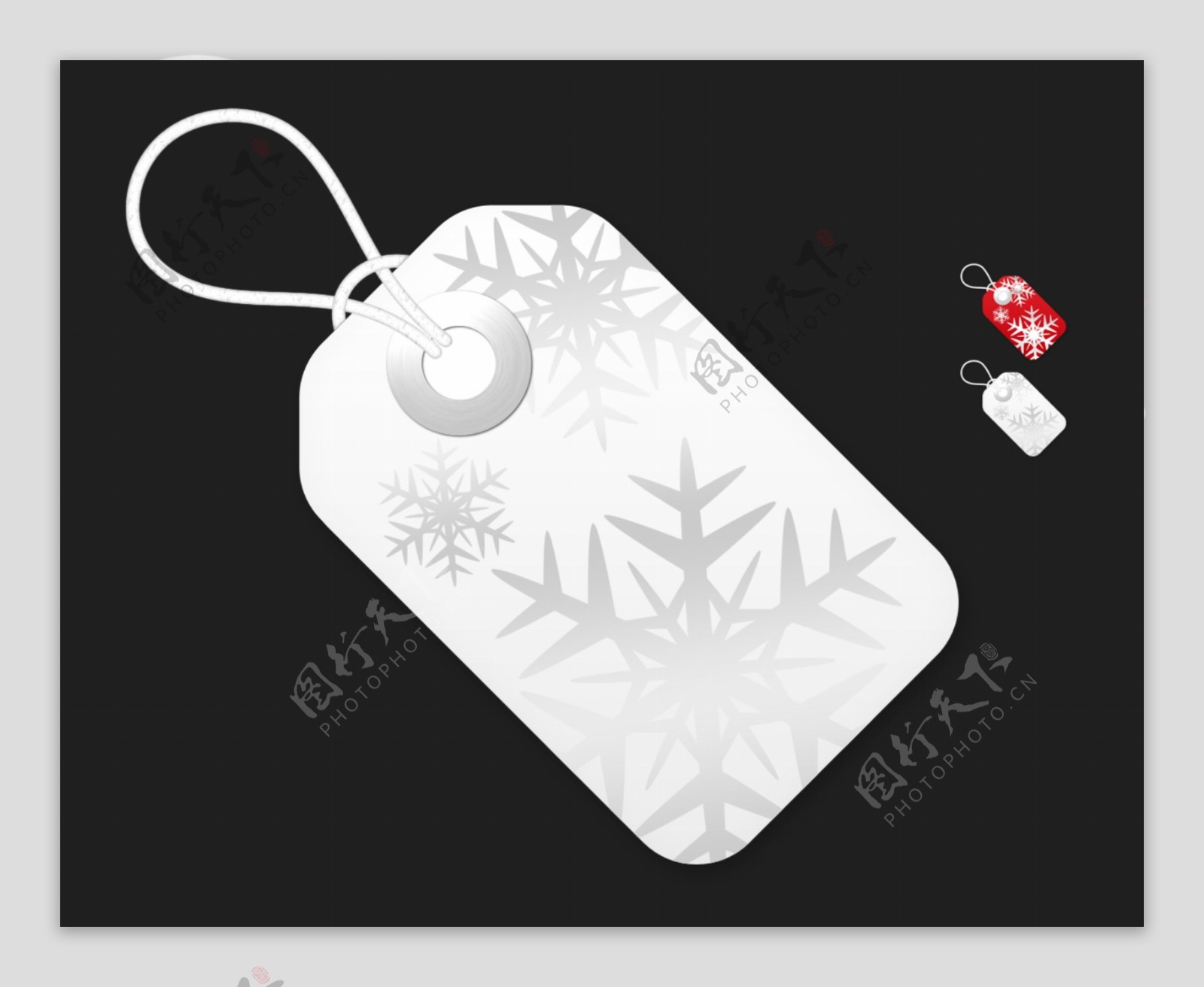 红色和白色圣诞标签PSD模板
