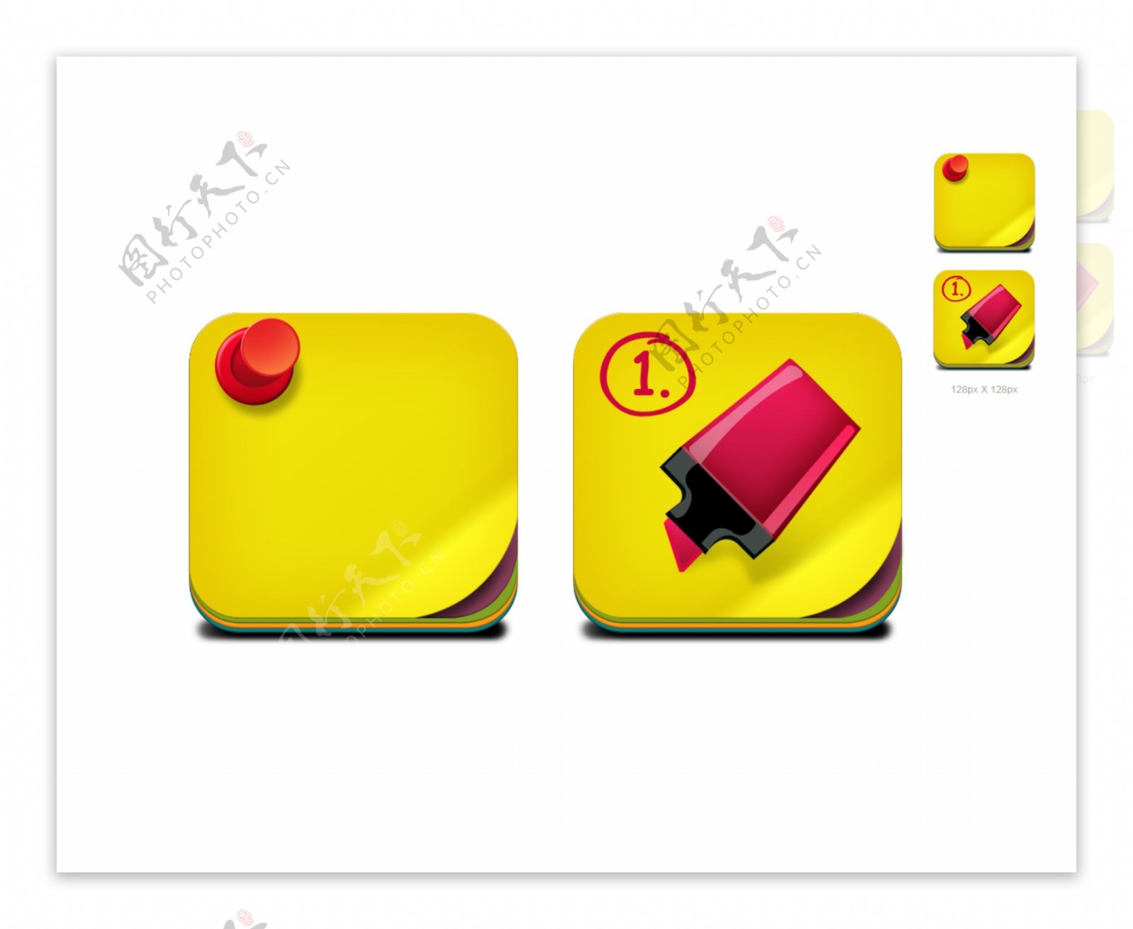 黄色便笺icon图标