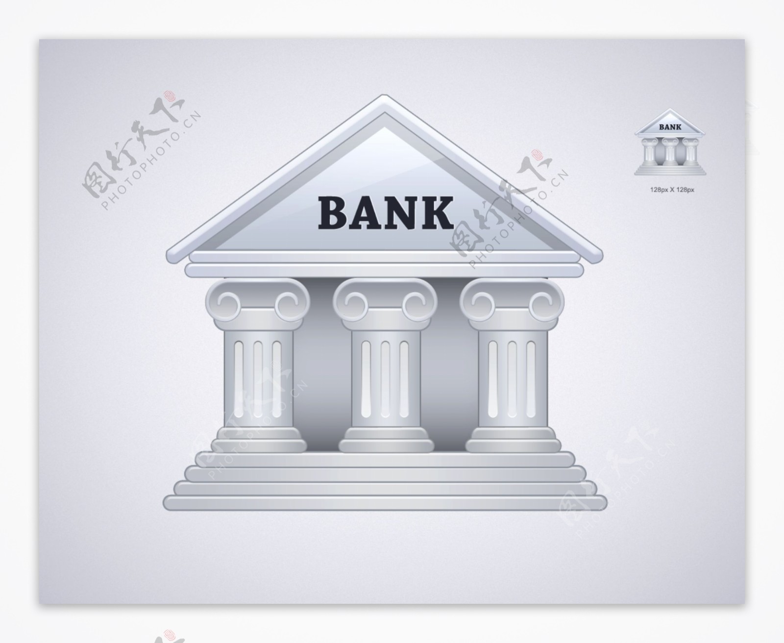 银行建筑图标icon设计