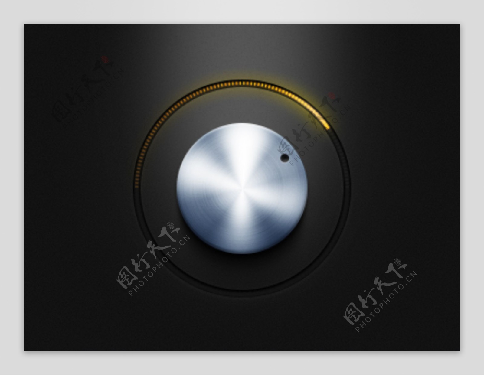 黑色金属质感的音乐播放旋转按钮图标