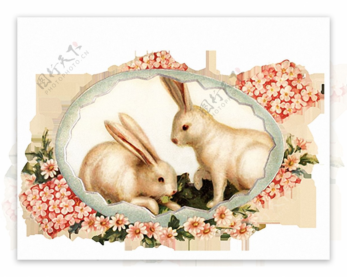 复活节兔子鲜花免抠png透明图层素材