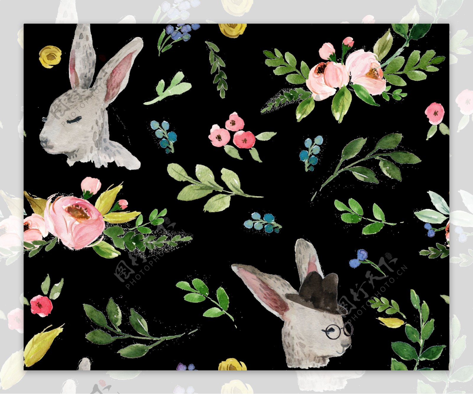 春天可爱兔子背景图片素材