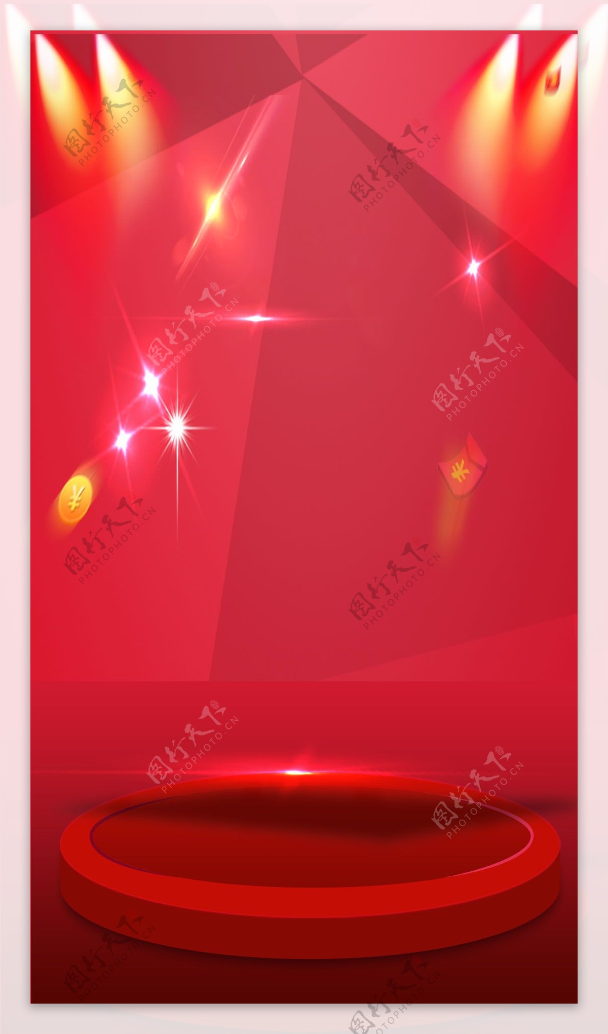 唯美红色舞台灯光H5背景素材