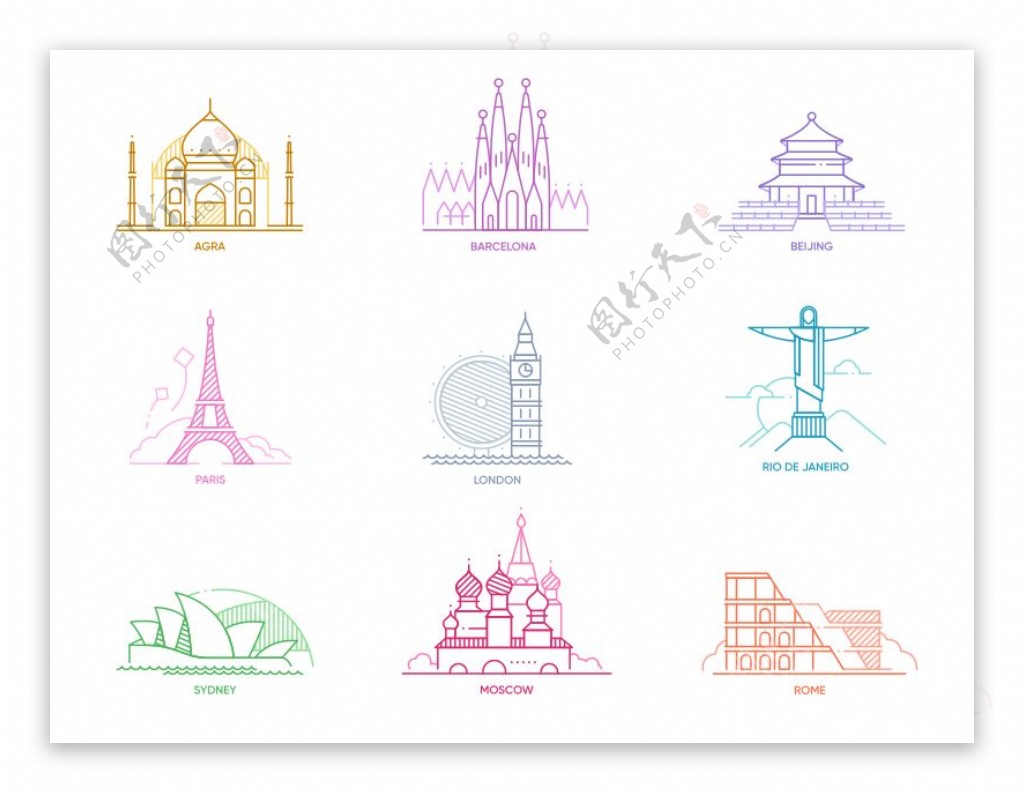 世界城市主题icon图标Sketch素材