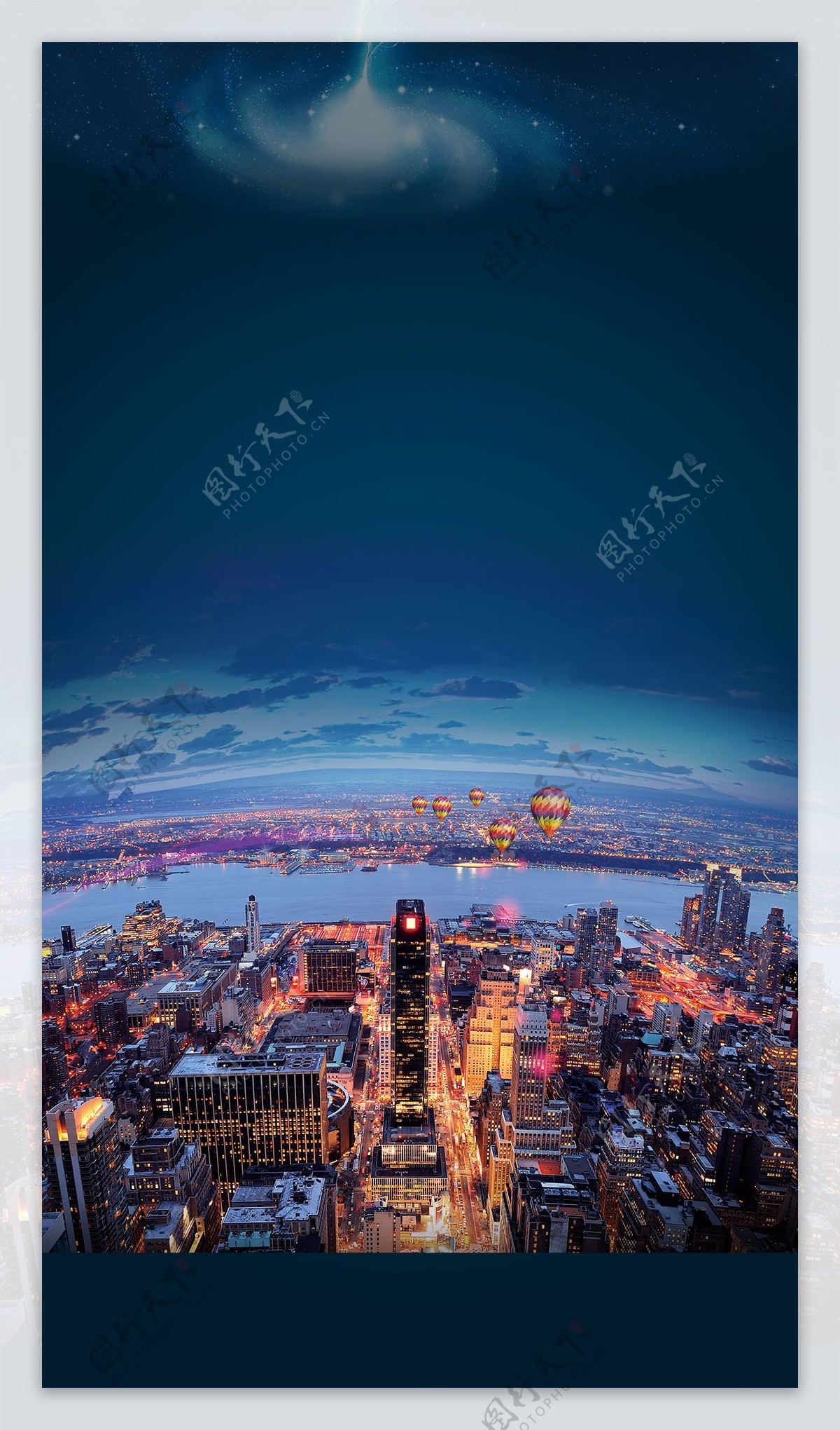 蓝色天空城市航拍H5背景素材