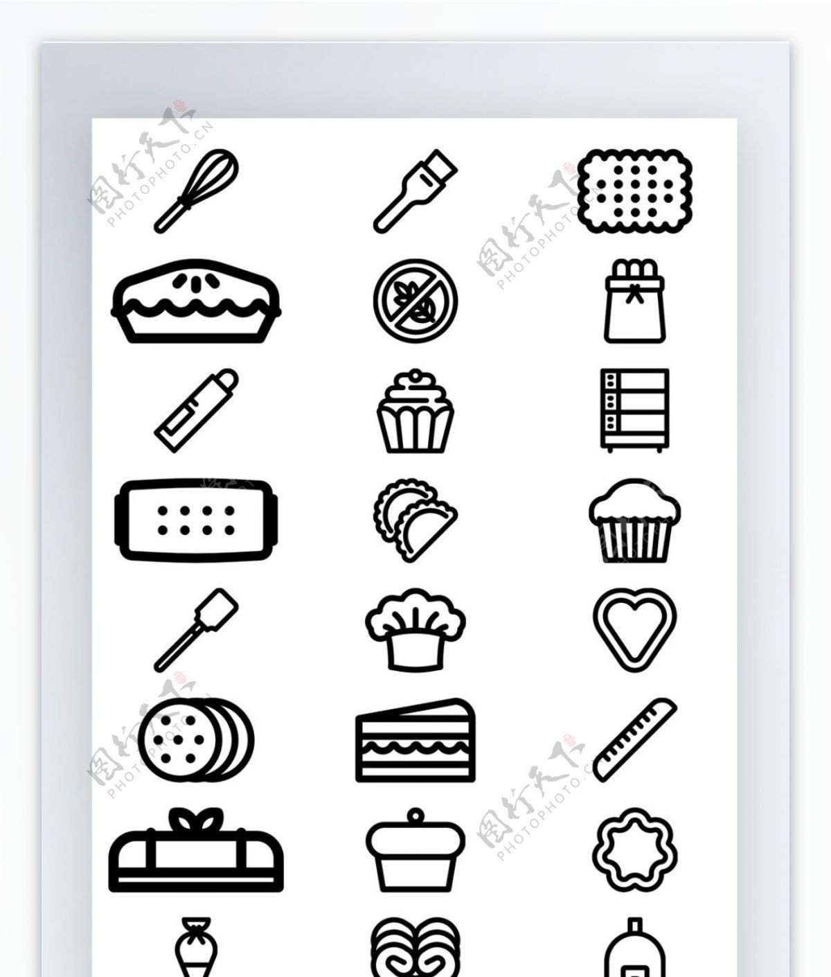 线性餐饮食物图标矢量AI素材icon