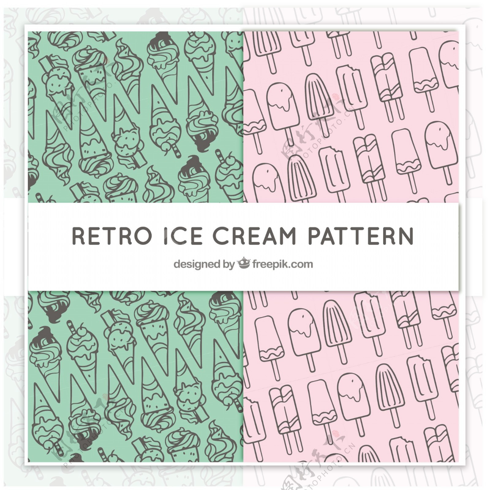 装饰冰淇淋两复古图案