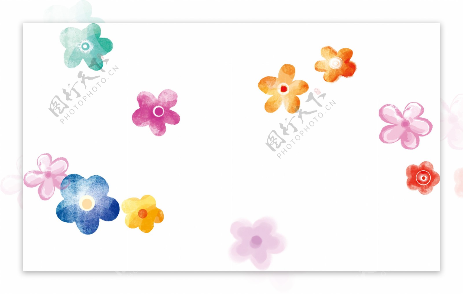 手绘彩色花朵元素