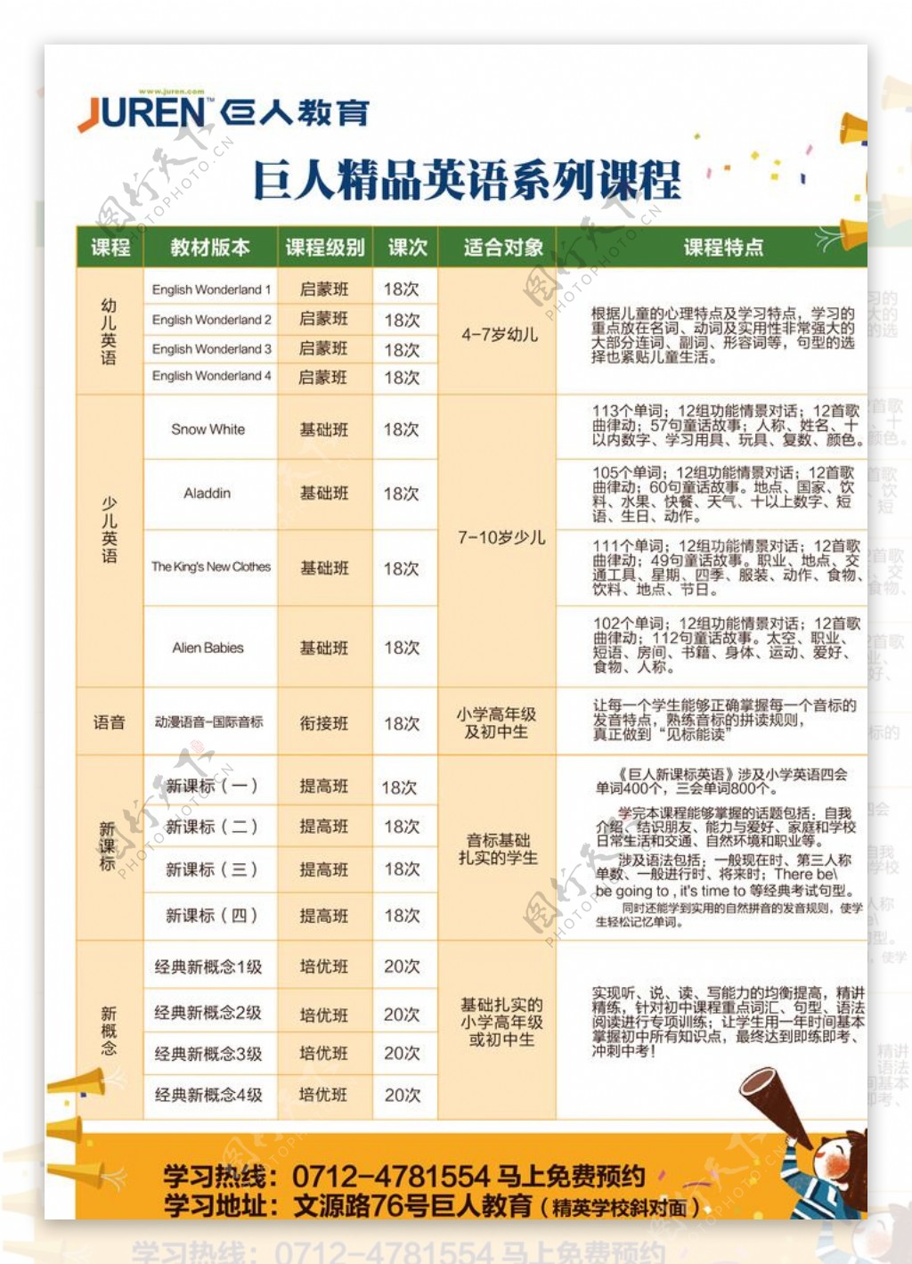 培训机构教育培训课程表DM单