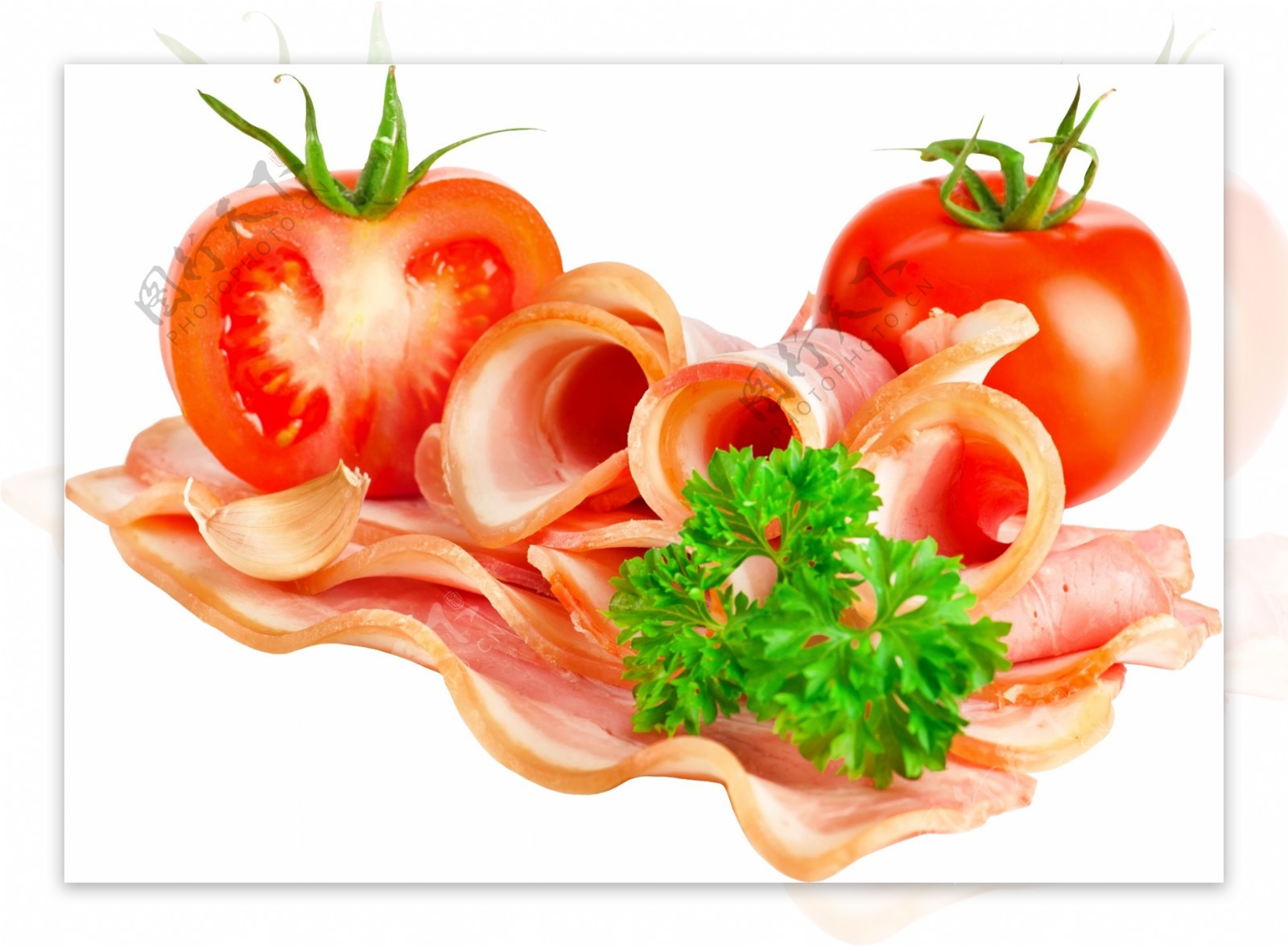 水果食物培根蔬菜番茄西红柿煎烤