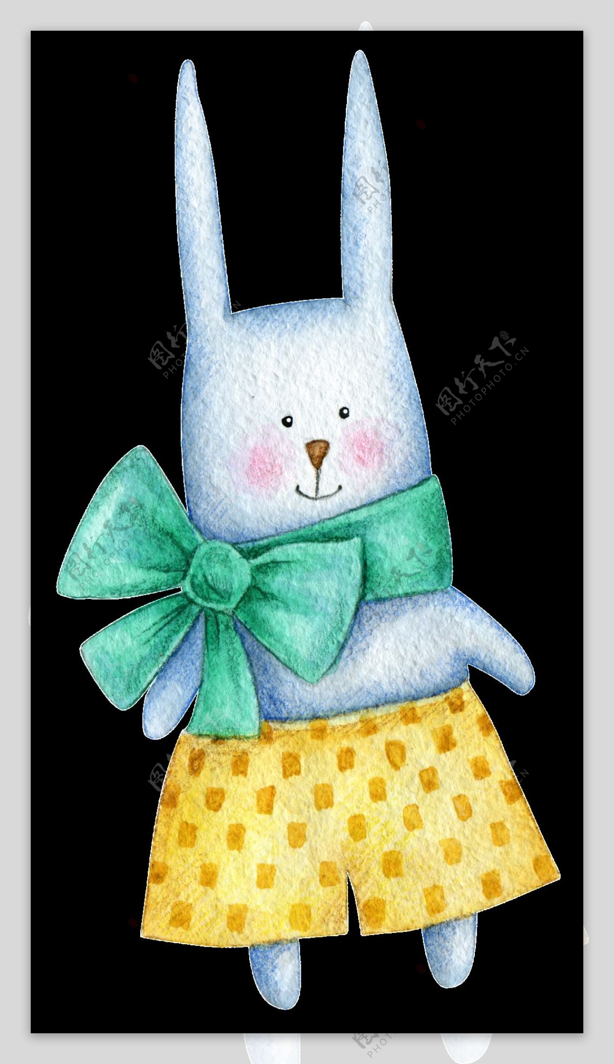 手绘俏皮兔子透明装饰图案