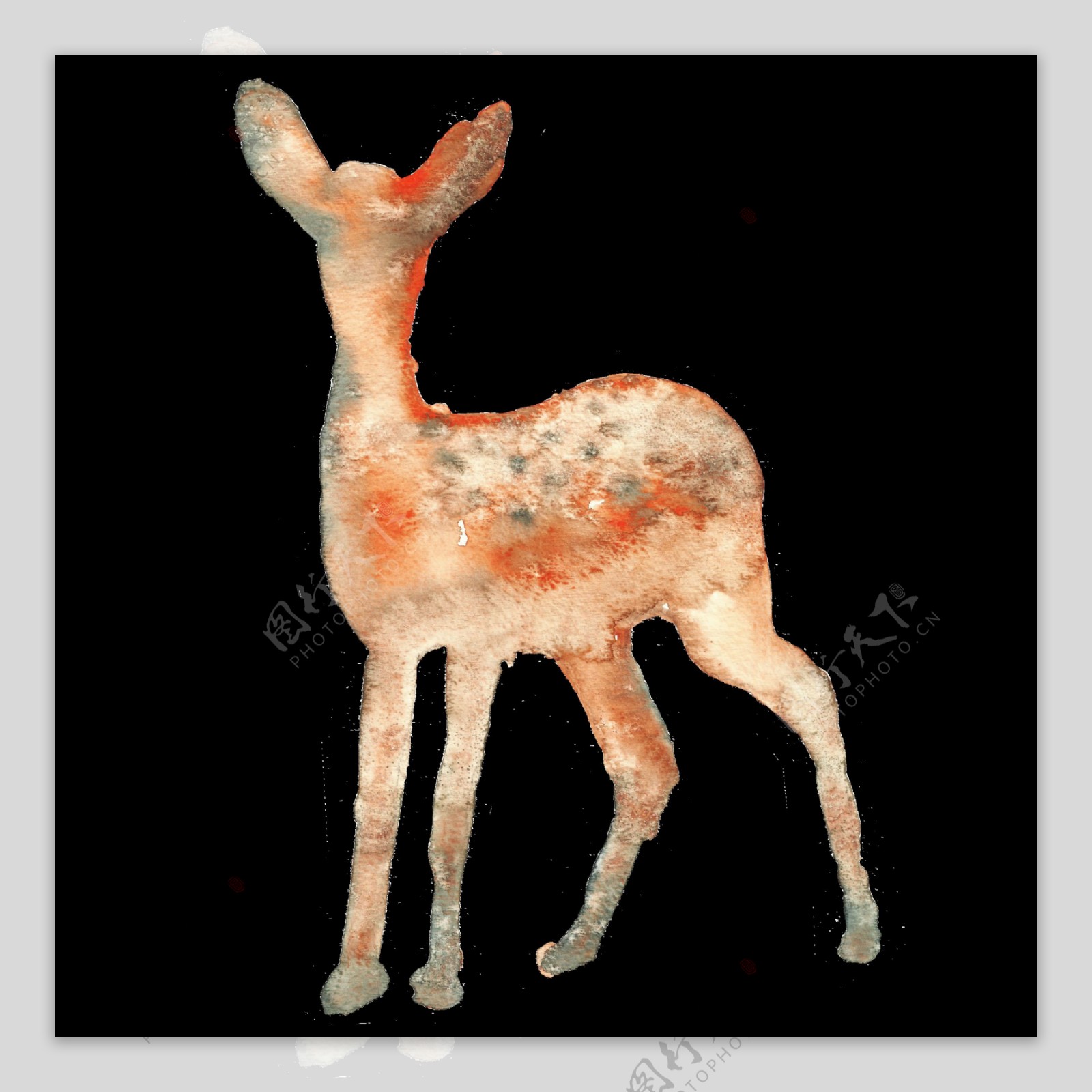 手绘虚影小鹿透明装饰图案