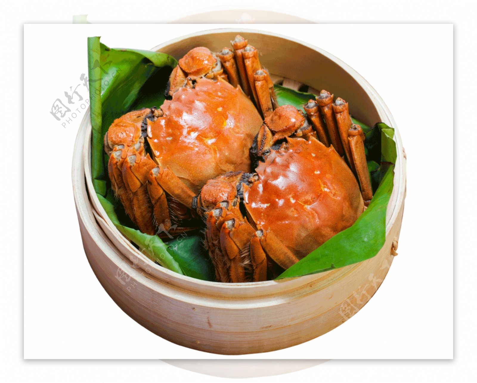 一蒸笼螃蟹美味食物动物河蟹蟹黄餐饮