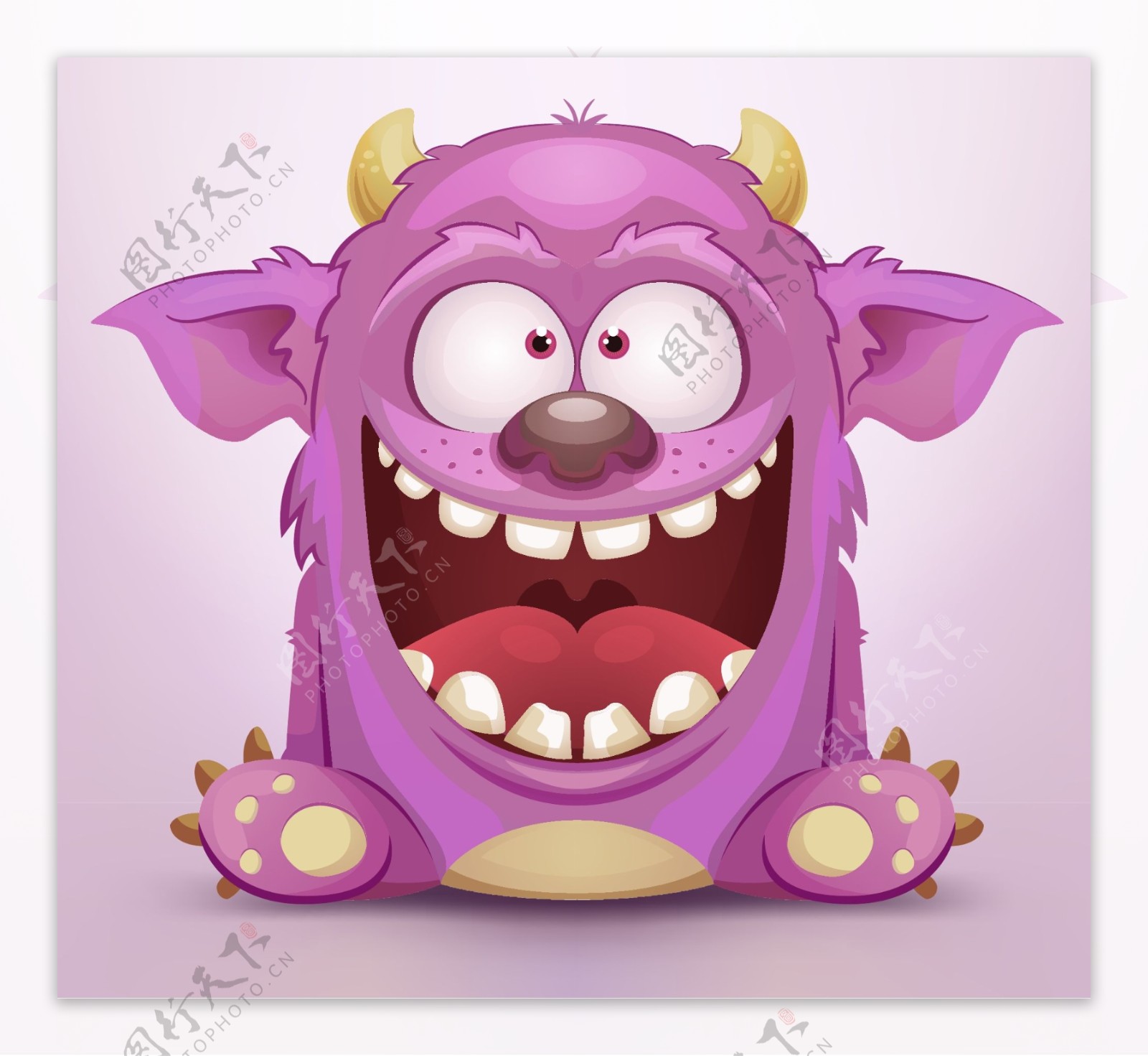 紫色手绘小怪兽卡通矢量素材