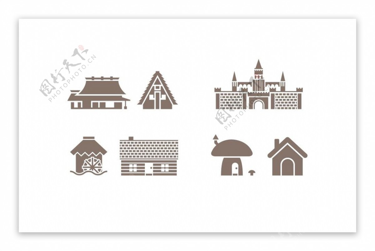 建筑蘑菇城堡房子图案图形标志