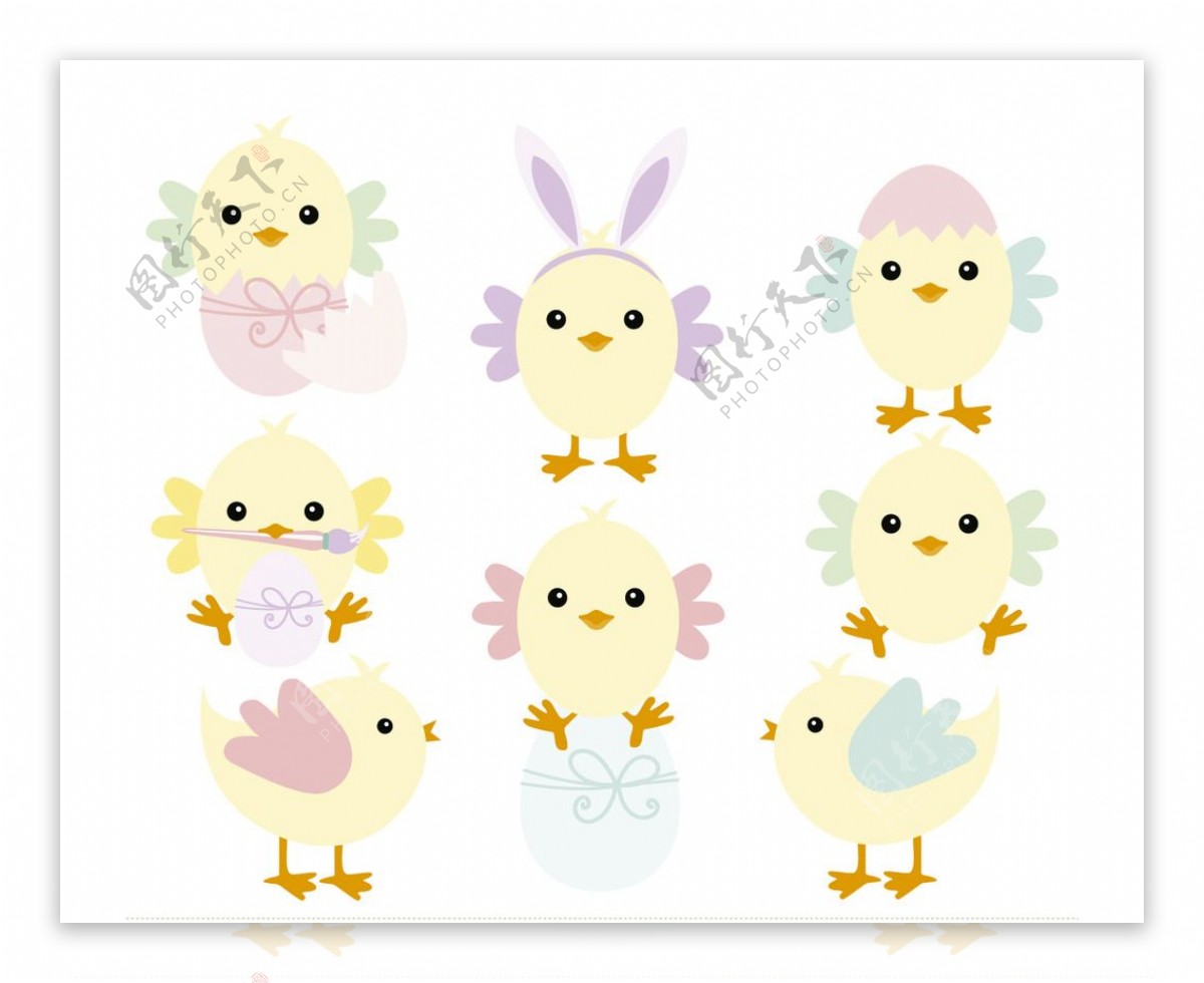复活节雏鸡和彩蛋