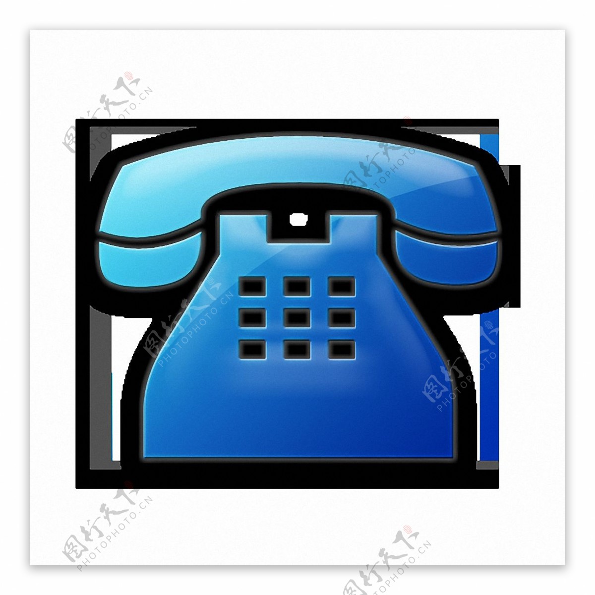 手绘蓝色老电话图标免抠png透明图层素材