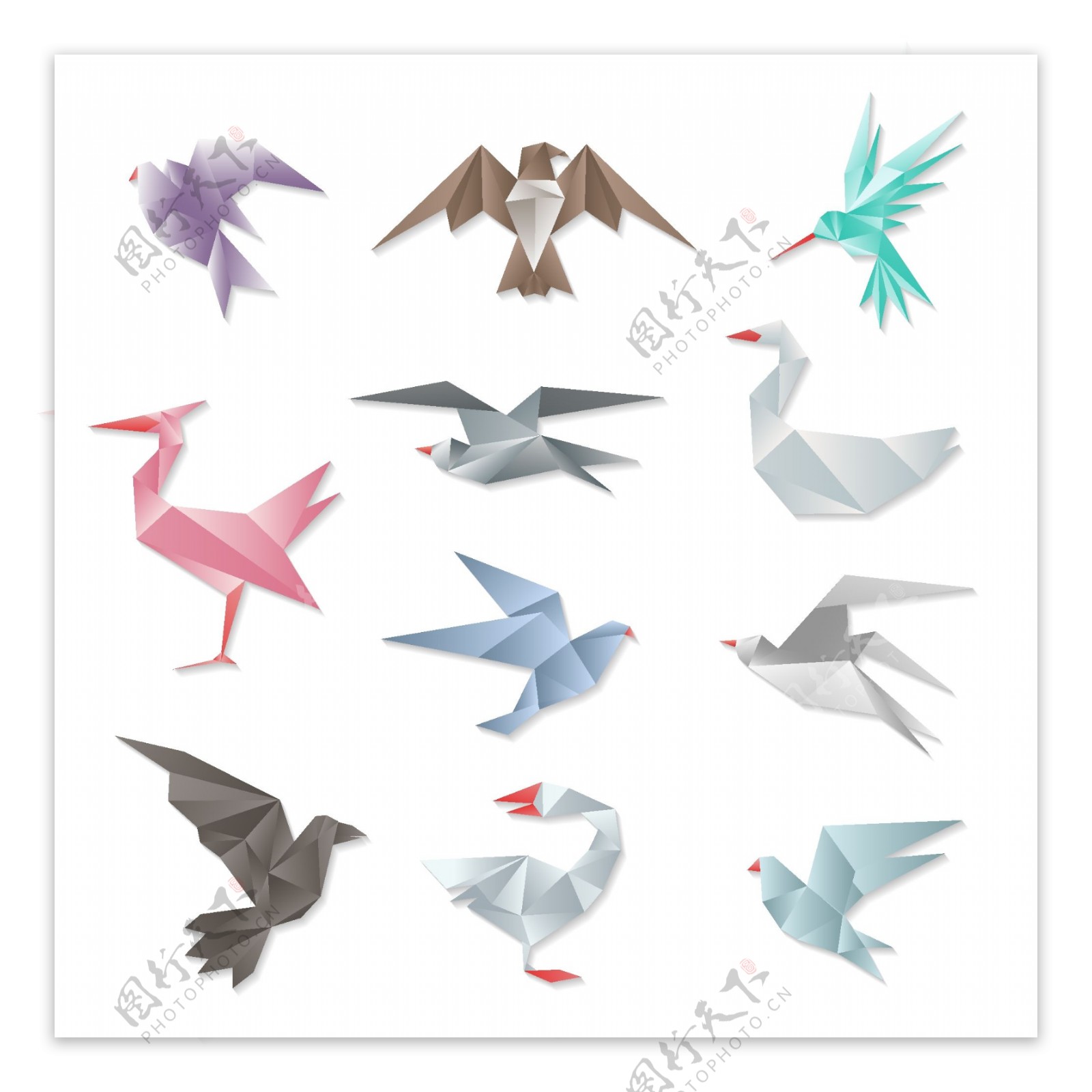 折纸小鸟图标元素
