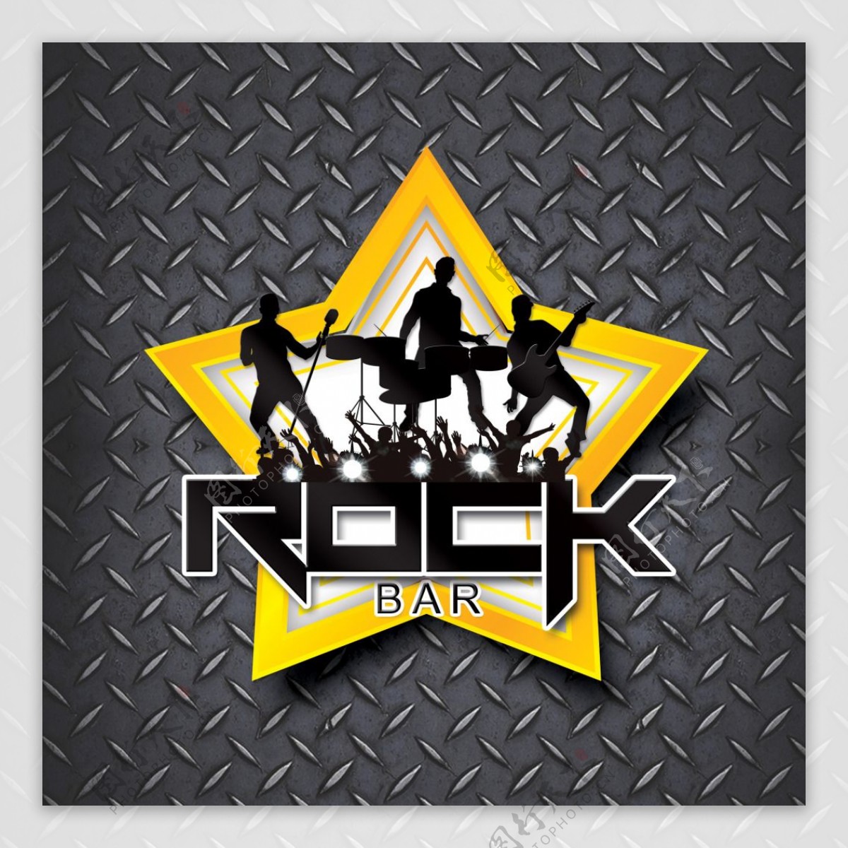 RockBar摇滚元素Logo设计