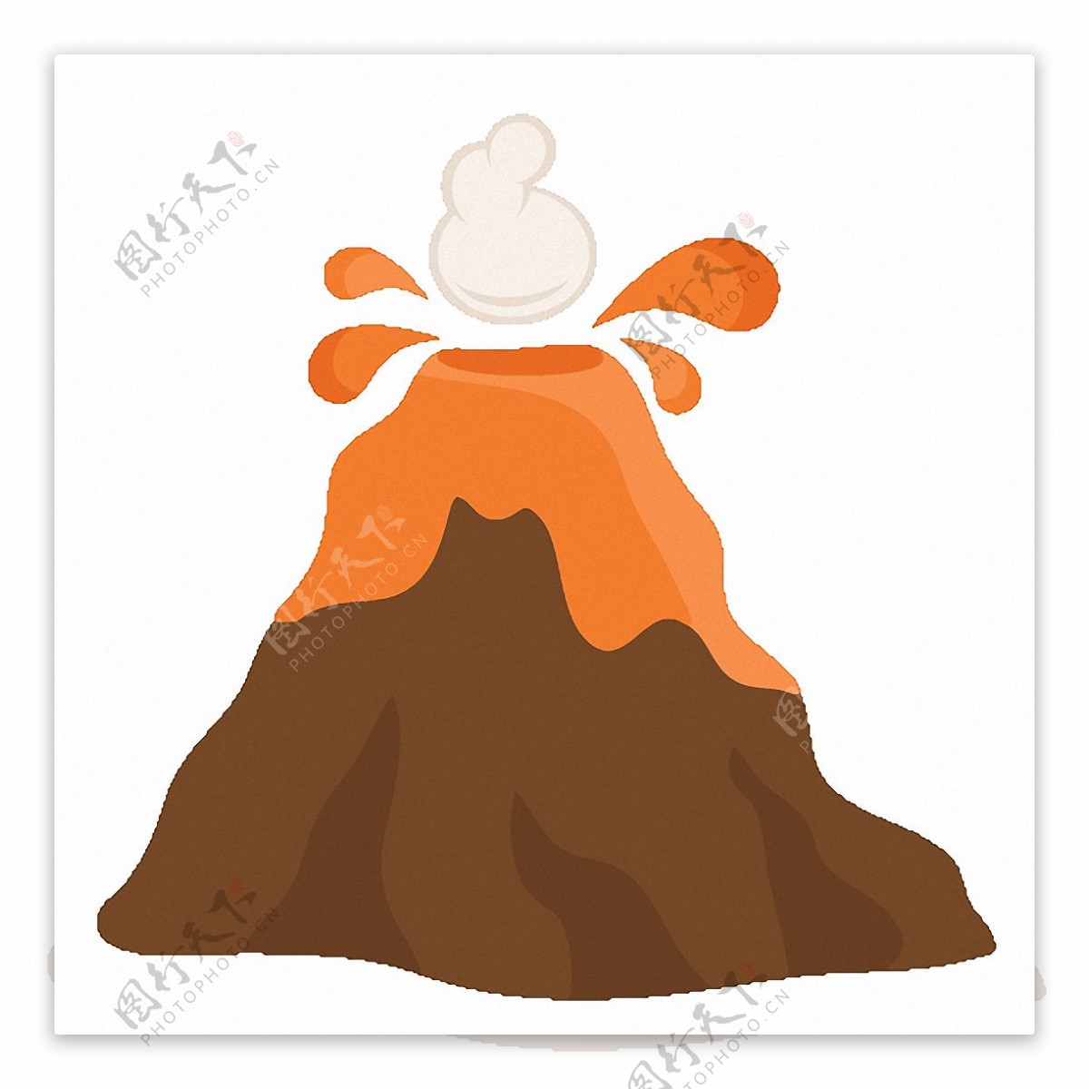 手绘褐色火山免抠png透明图层素材