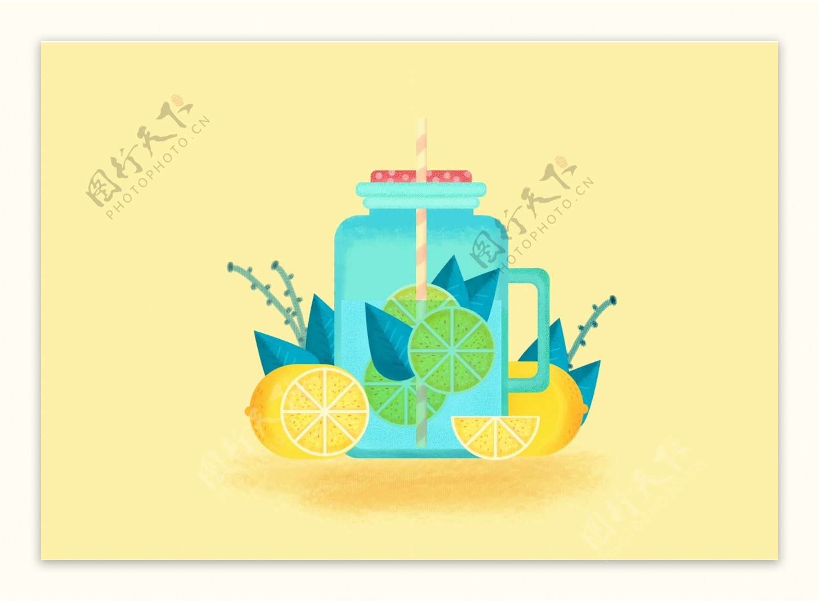 柠檬玻璃插画