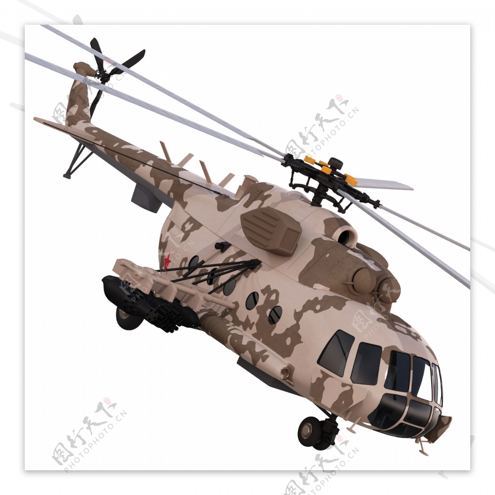 褐色迷彩军用直升机免抠png透明图层素材
