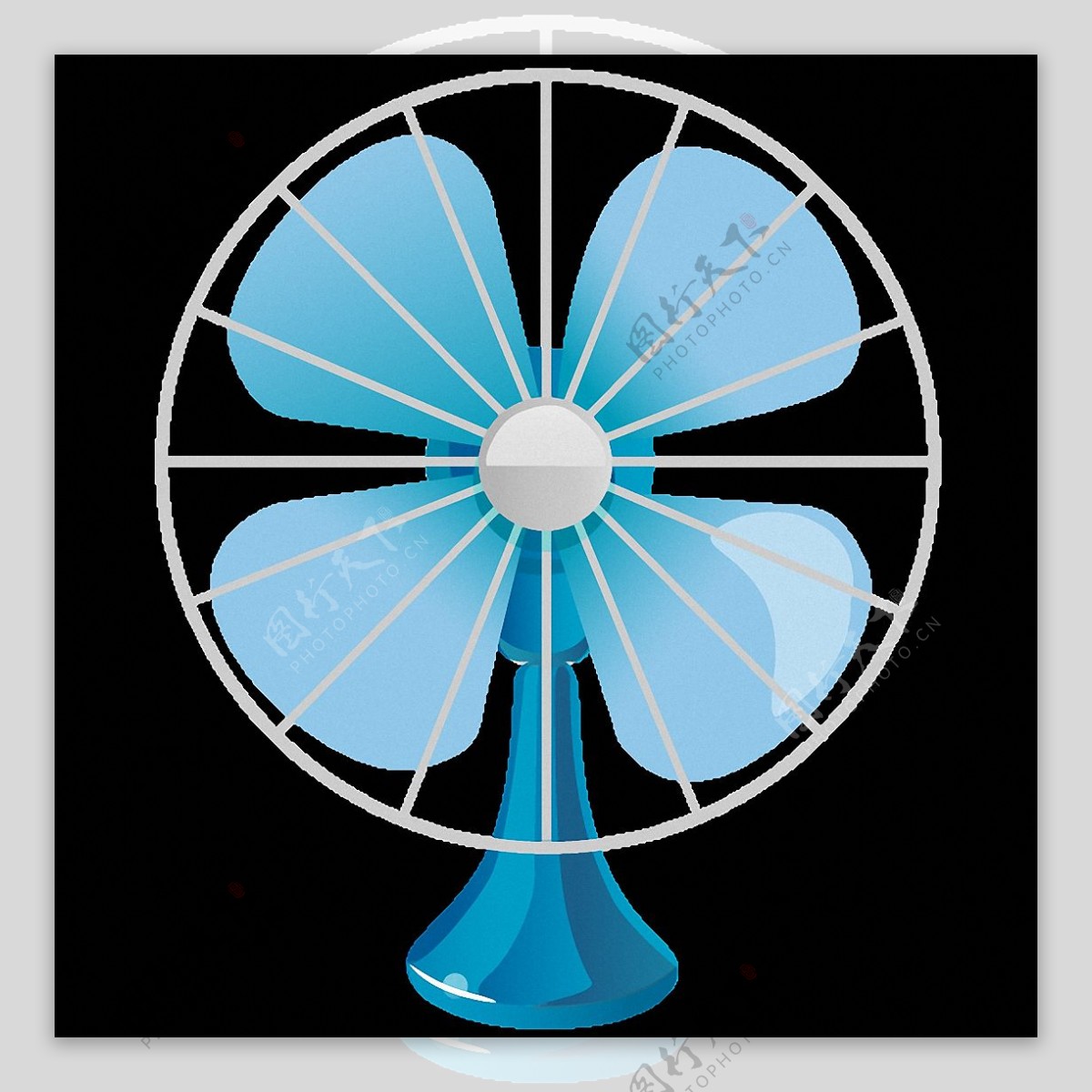 蓝色电风扇免抠png透明图层素材