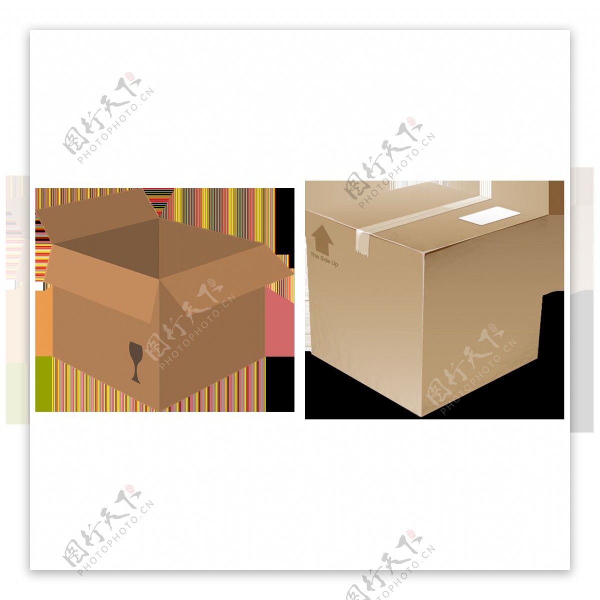 长方形纸箱免抠png透明图层素材