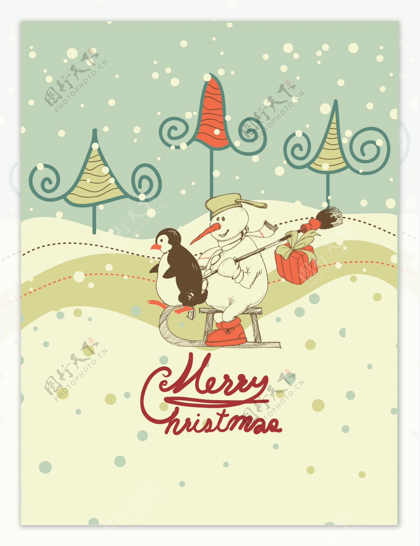 纯色圣诞老人艺术字海报背景素材