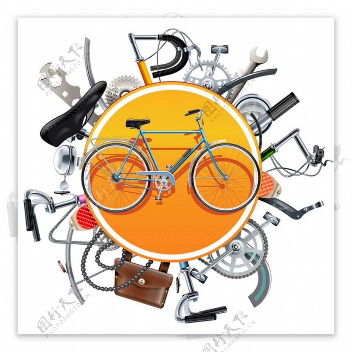 自行车零件概念与自行车矢量