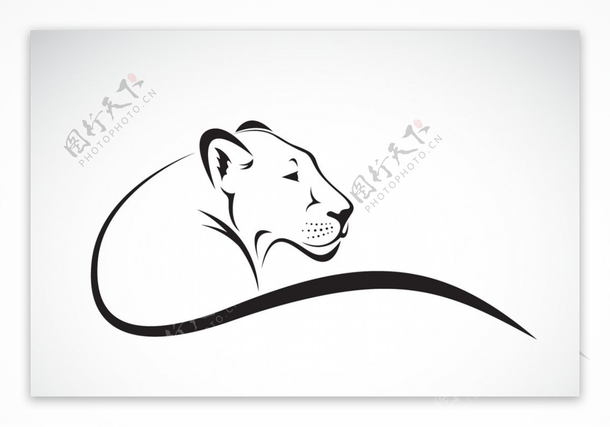 黑色抽象母狮子logo矢量素材