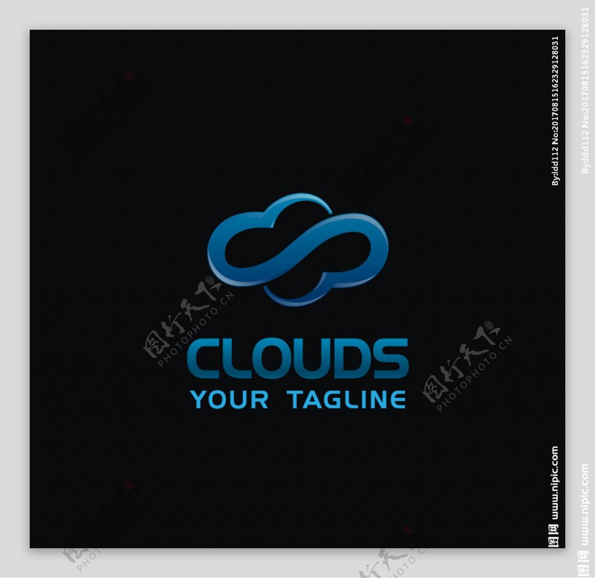 蓝色抽象云朵logo矢量素材