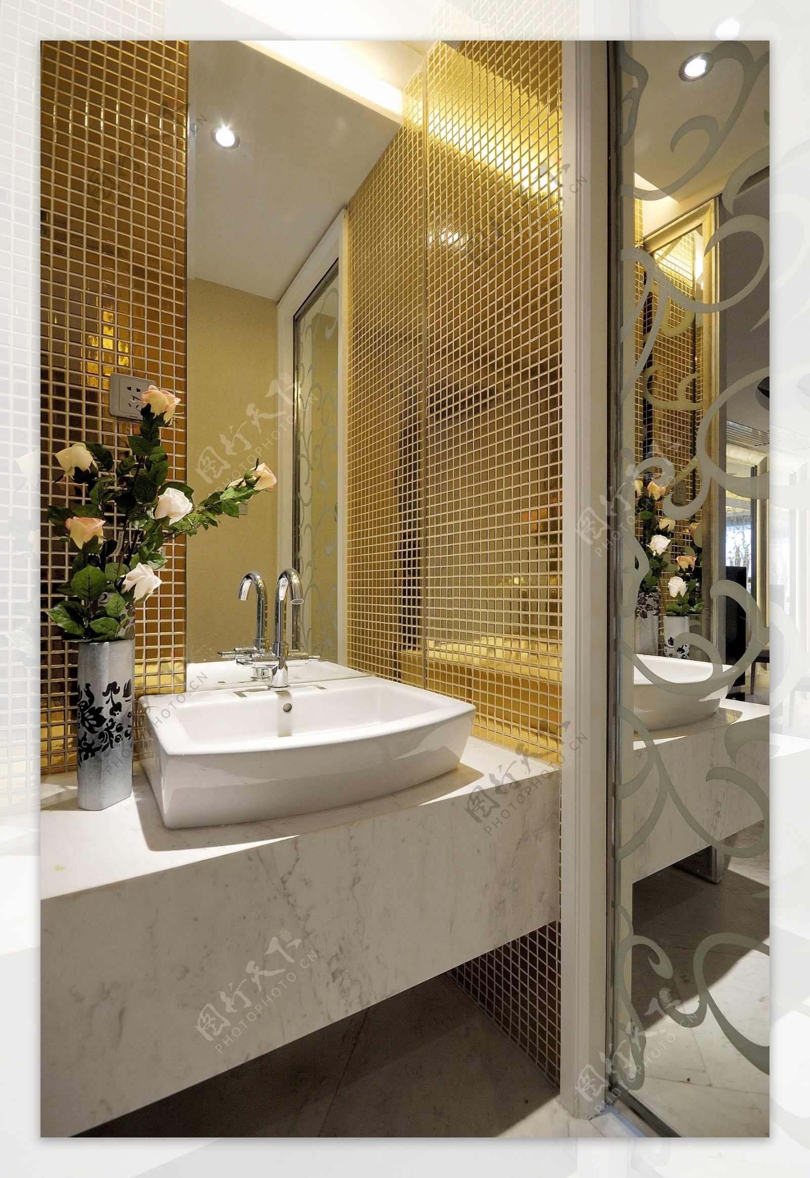美式大户型卫生间洗手池-上海装潢网