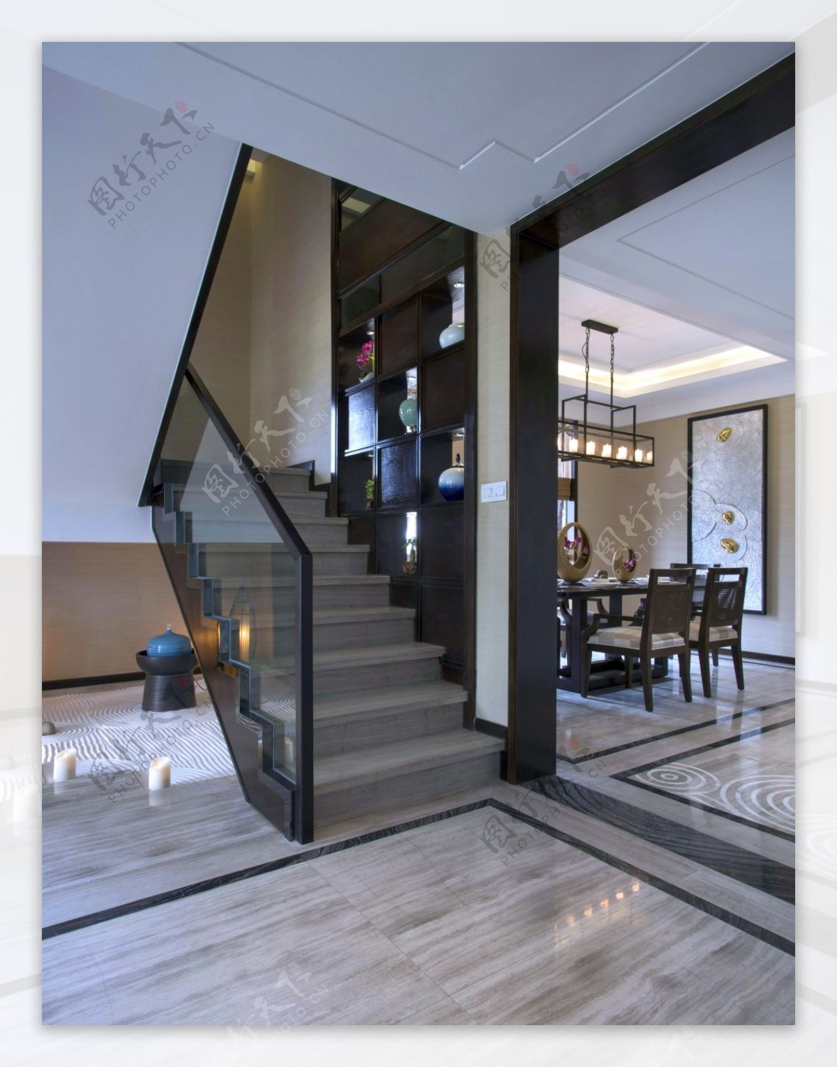 现代简约风室内设计客厅楼梯效果图JPG源文件
