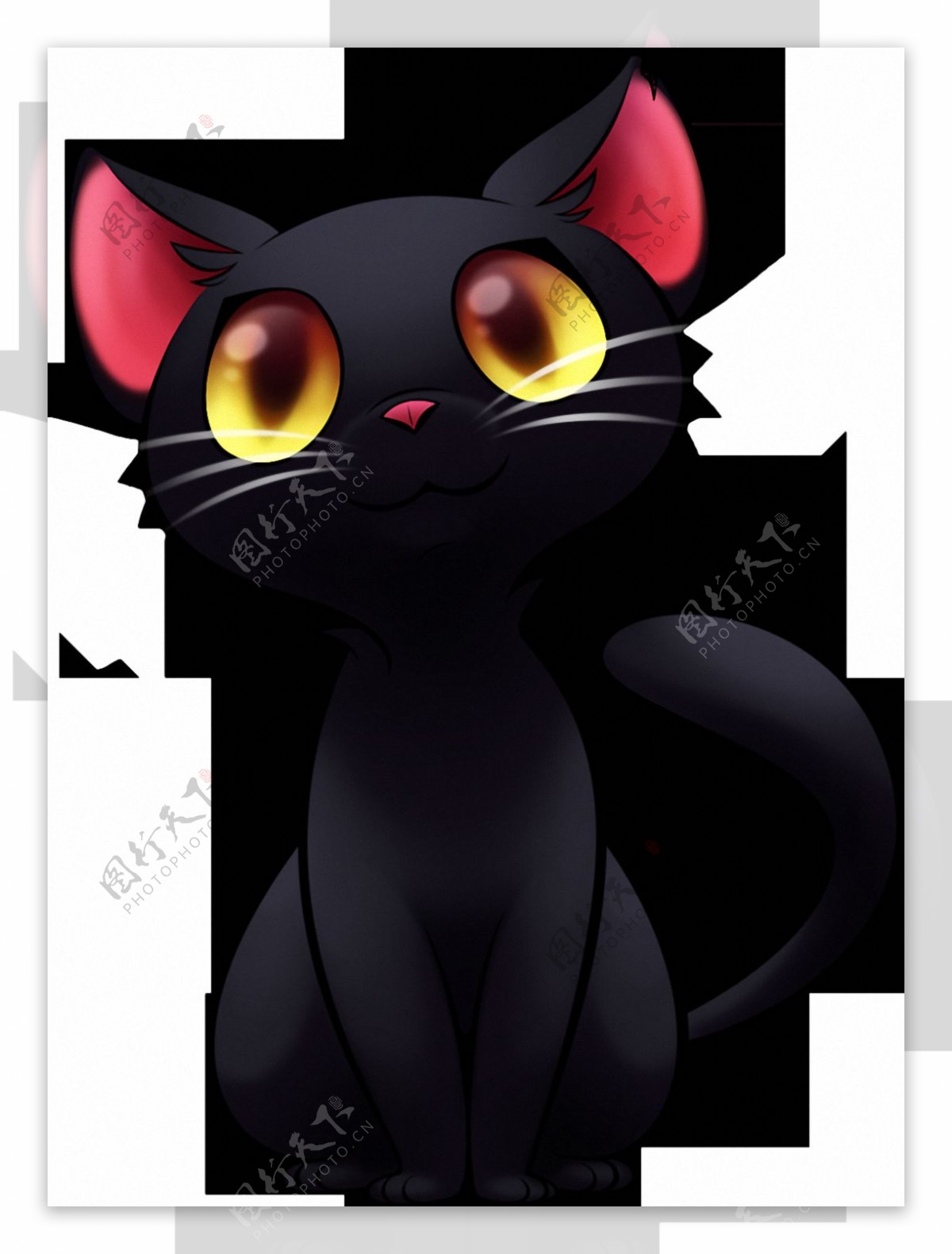 手绘卡通可爱黑猫免抠png透明素材