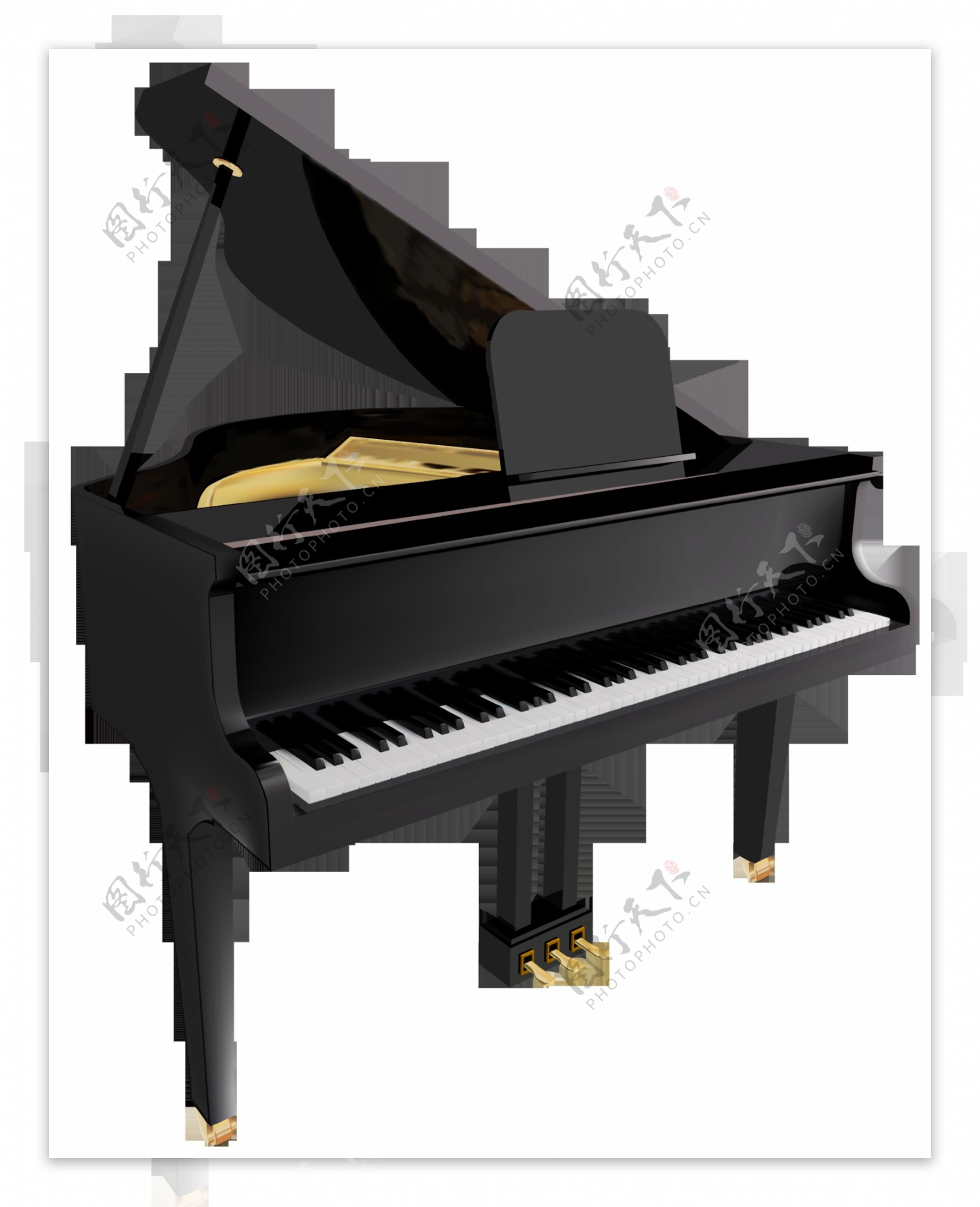 高档黑色名牌钢琴免抠png透明图层素材