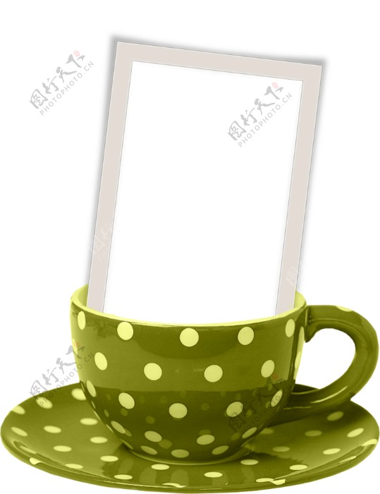 绿色斑点咖啡杯素材