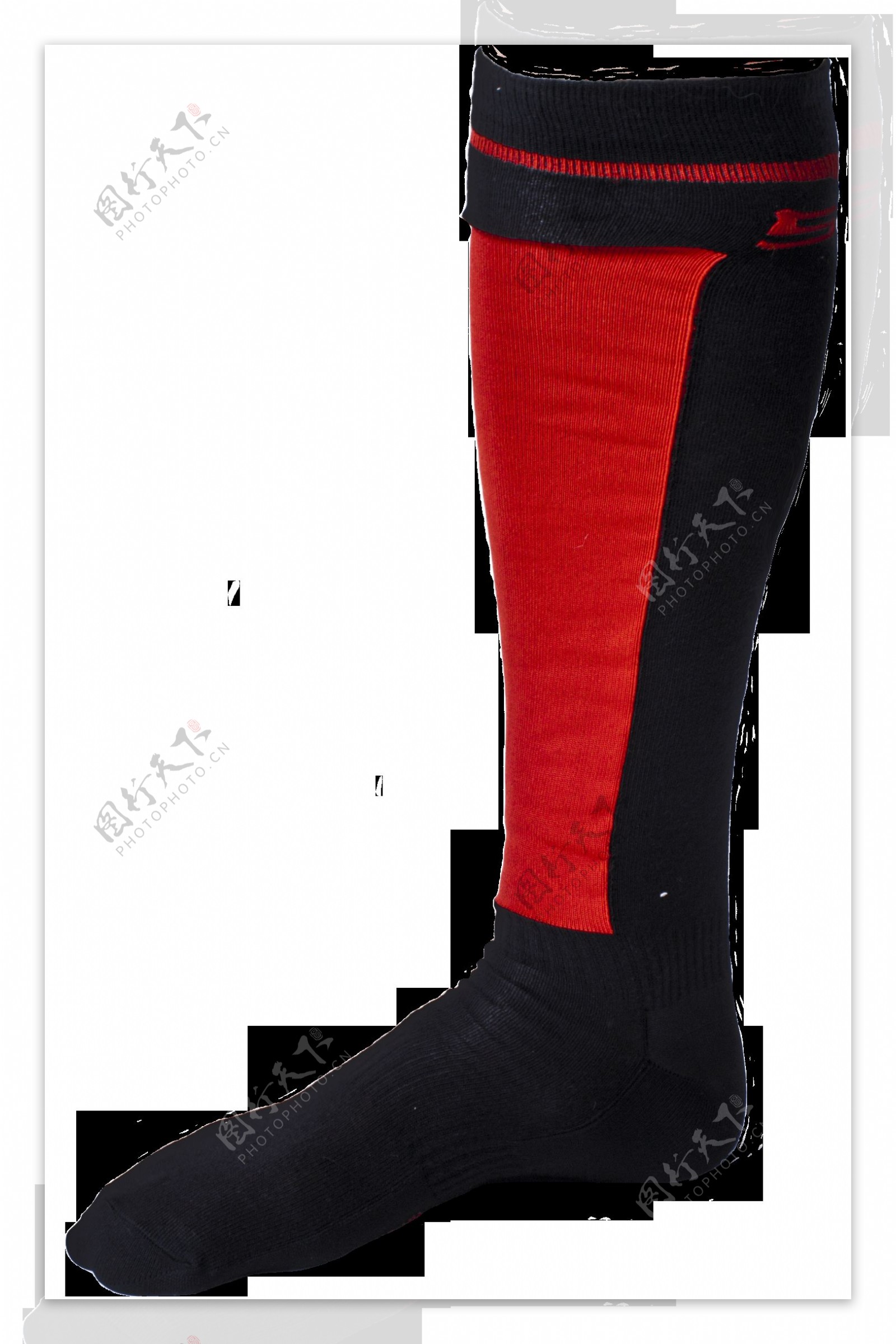 红色黑色长筒袜子免抠png透明图层素材