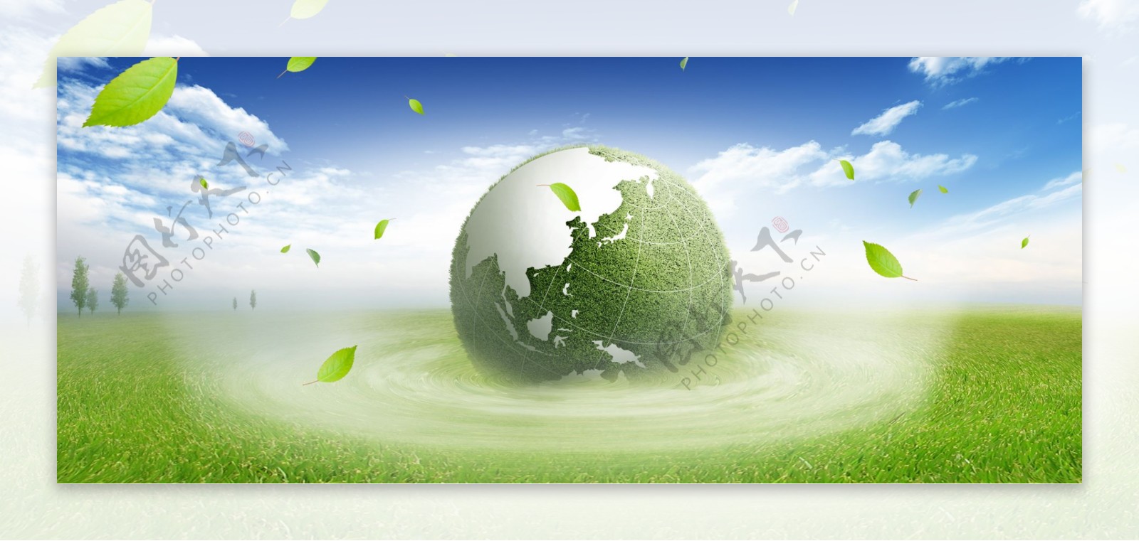 绿色地球banner背景素材